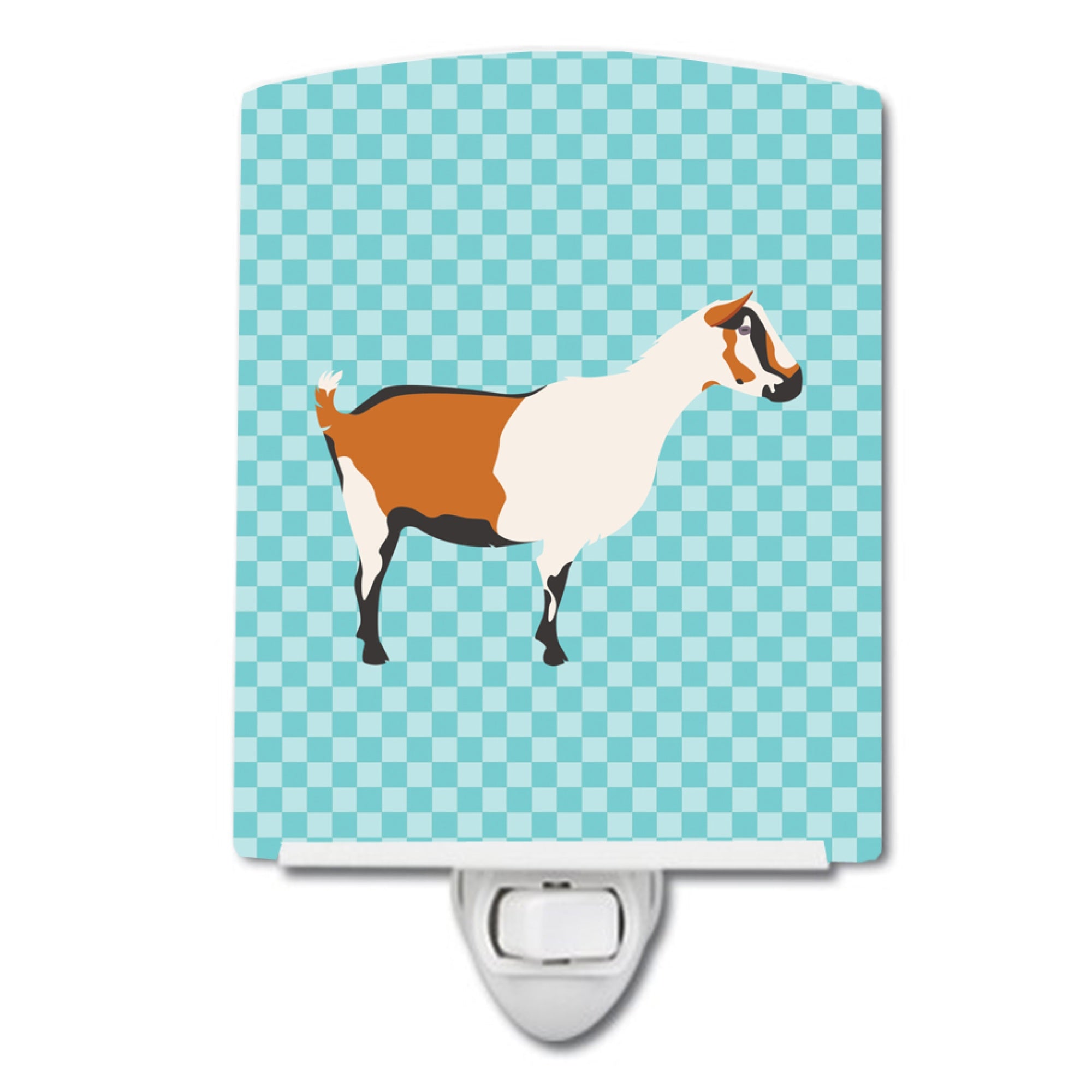  inchCarolines Treasures Alpine Goat Blue Check Ceramic Night Light, 6x4, Multicolor inch