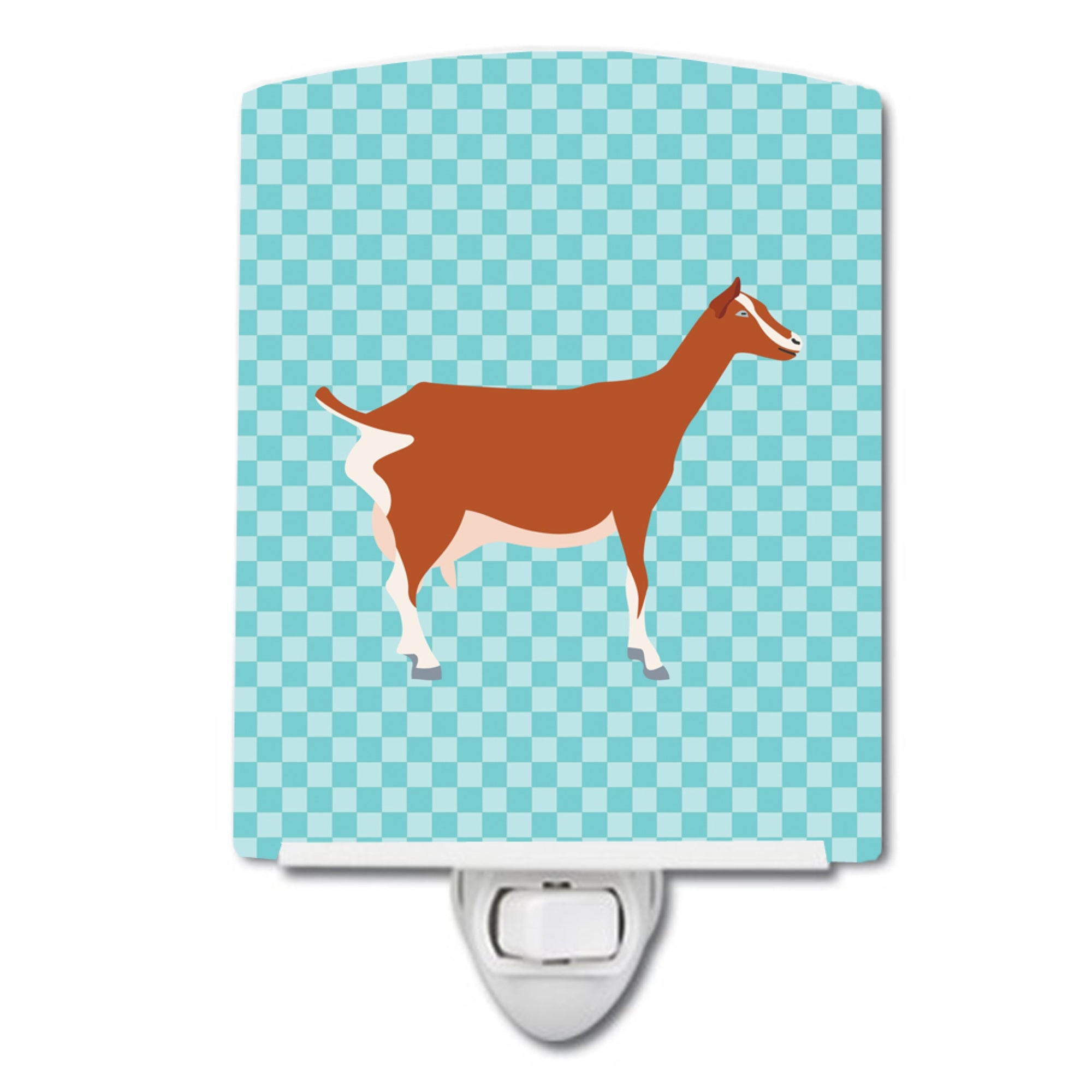 inchCarolines Treasures Toggenburger Goat Blue Check Ceramic Night Light, 6x4, Multicolor inch
