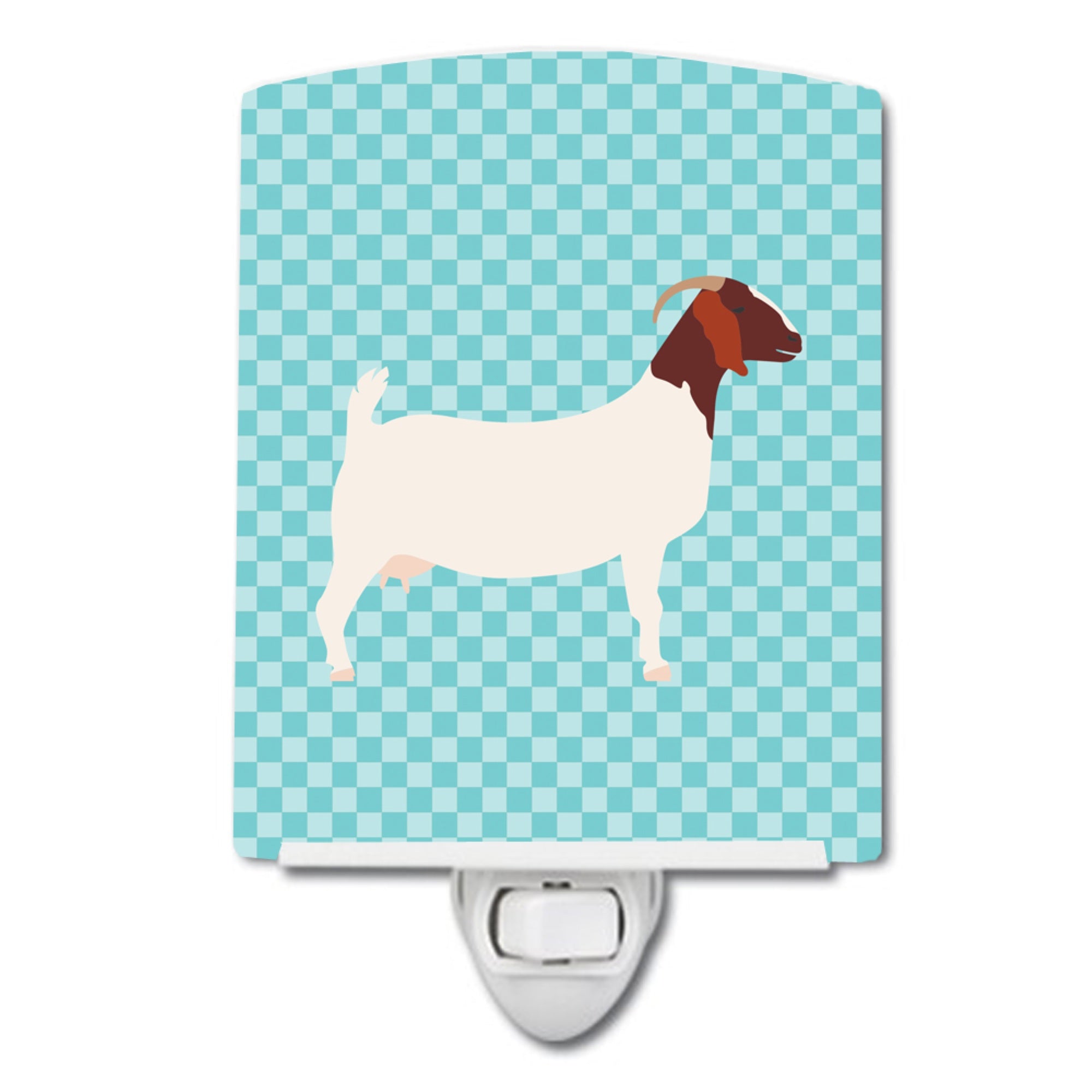  inchCarolines Treasures Boer Goat Blue Check Ceramic Night Light, 6x4, Multicolor inch