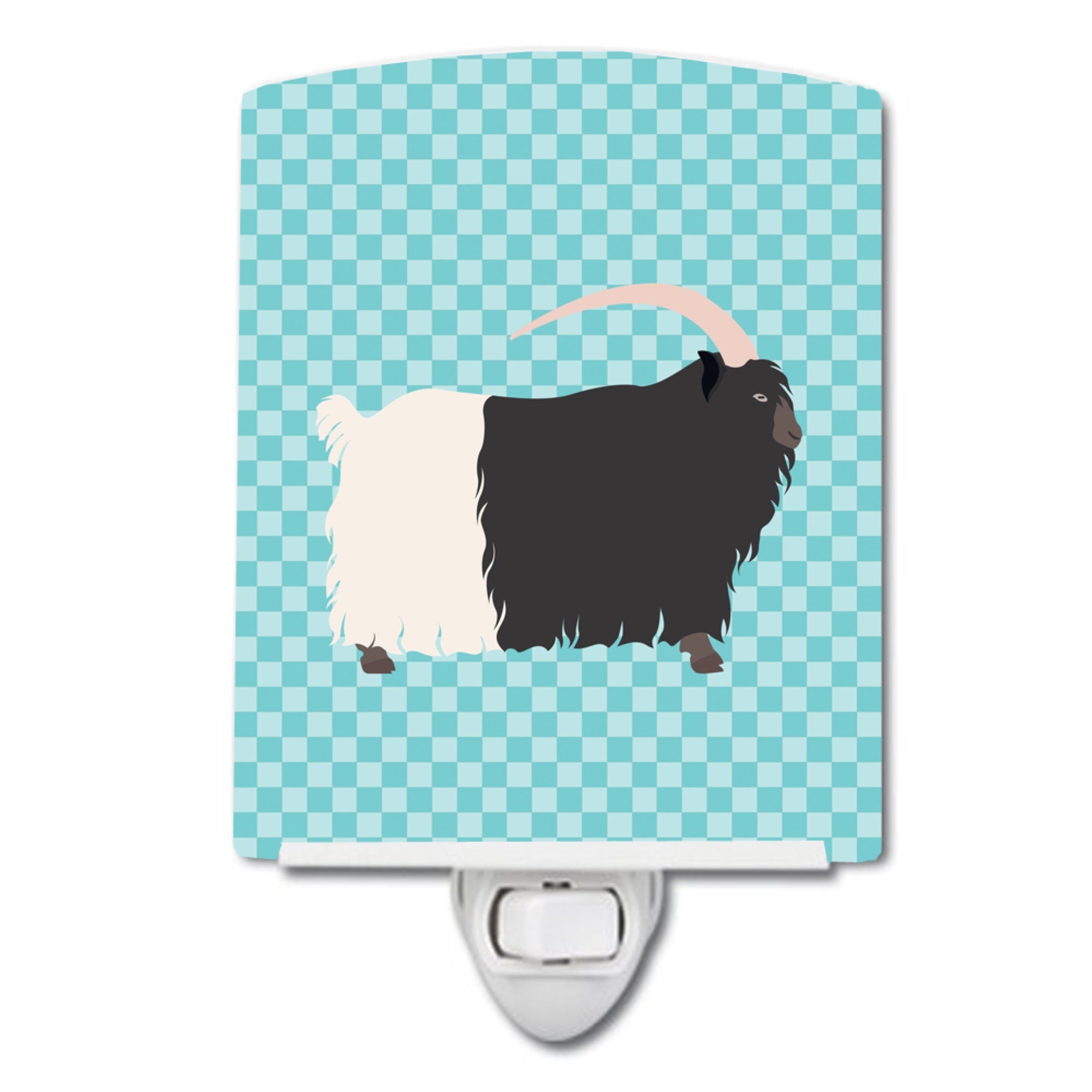  inchCarolines Treasures Welsh BlackNecked Goat Blue Check Ceramic Night Light, 6x4, Multicolor inch
