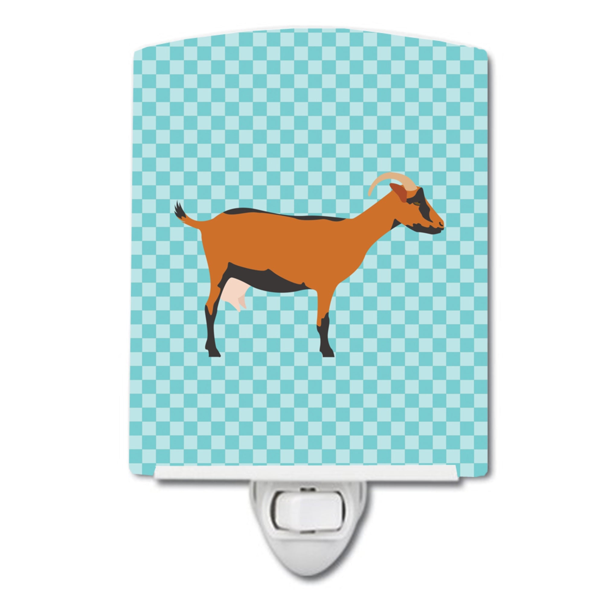  inchCarolines Treasures Oberhasli Goat Blue Check Ceramic Night Light, 6x4, Multicolor inch