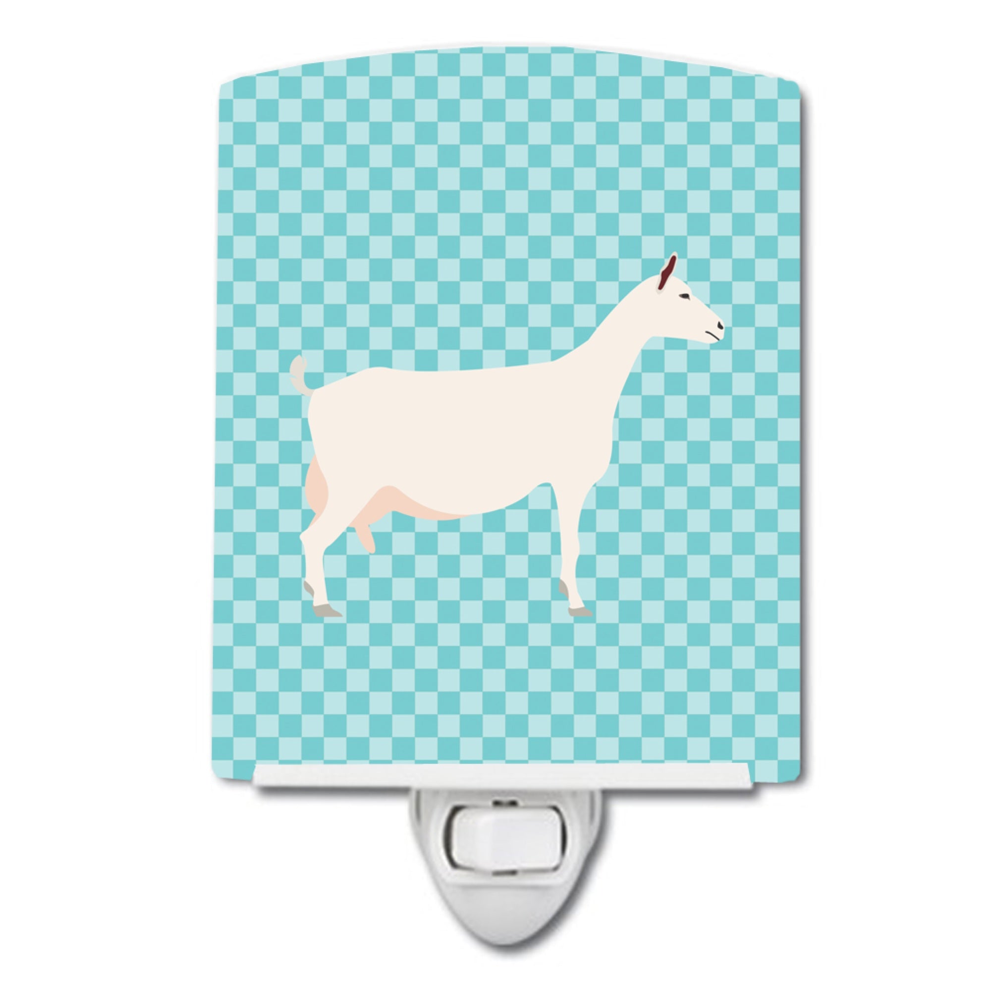  inchCarolines Treasures Saanen Goat Blue Check Ceramic Night Light, 6x4, Multicolor inch