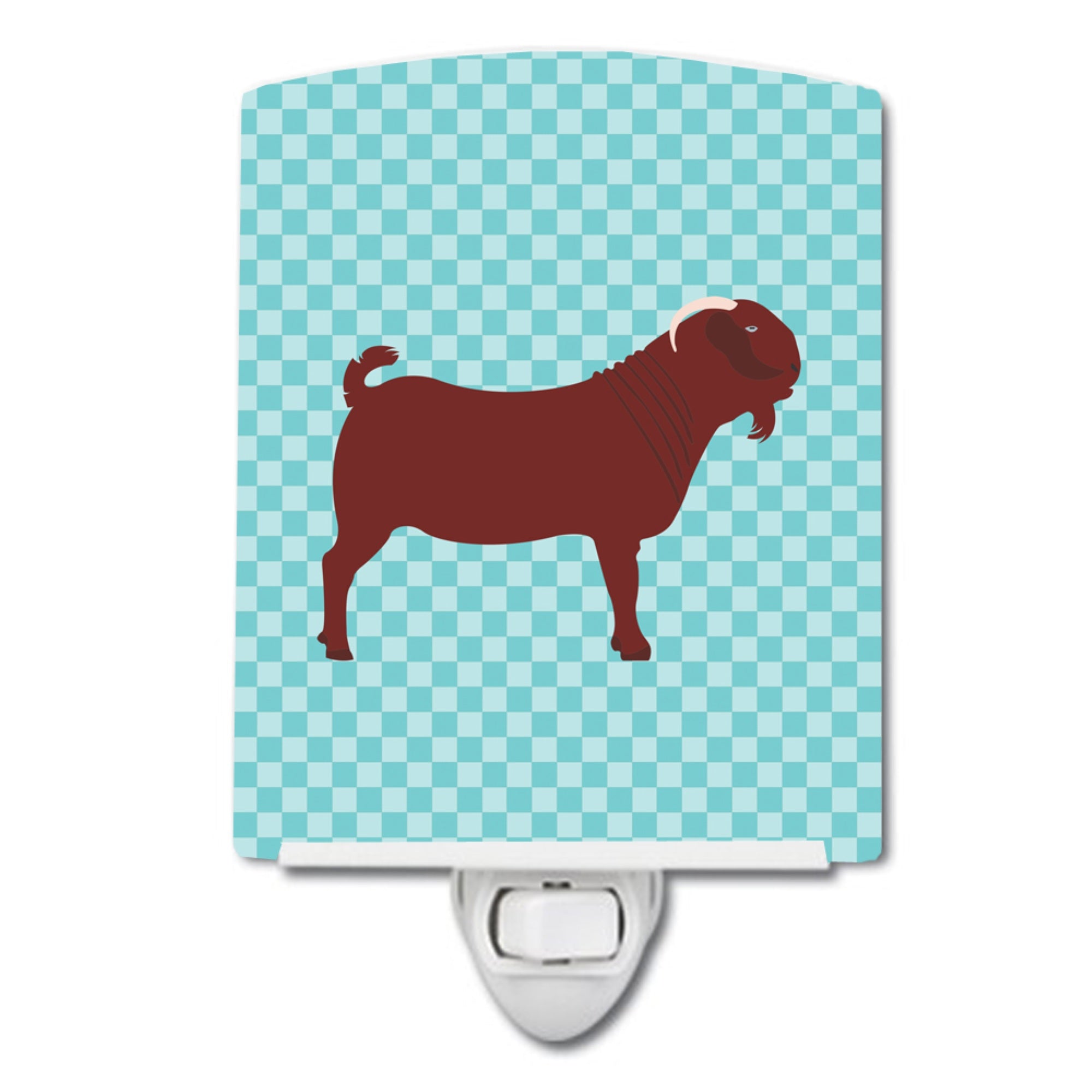 inchCarolines Treasures Kalahari Red Goat Blue Check Ceramic Night Light, 6x4, Multicolor inch