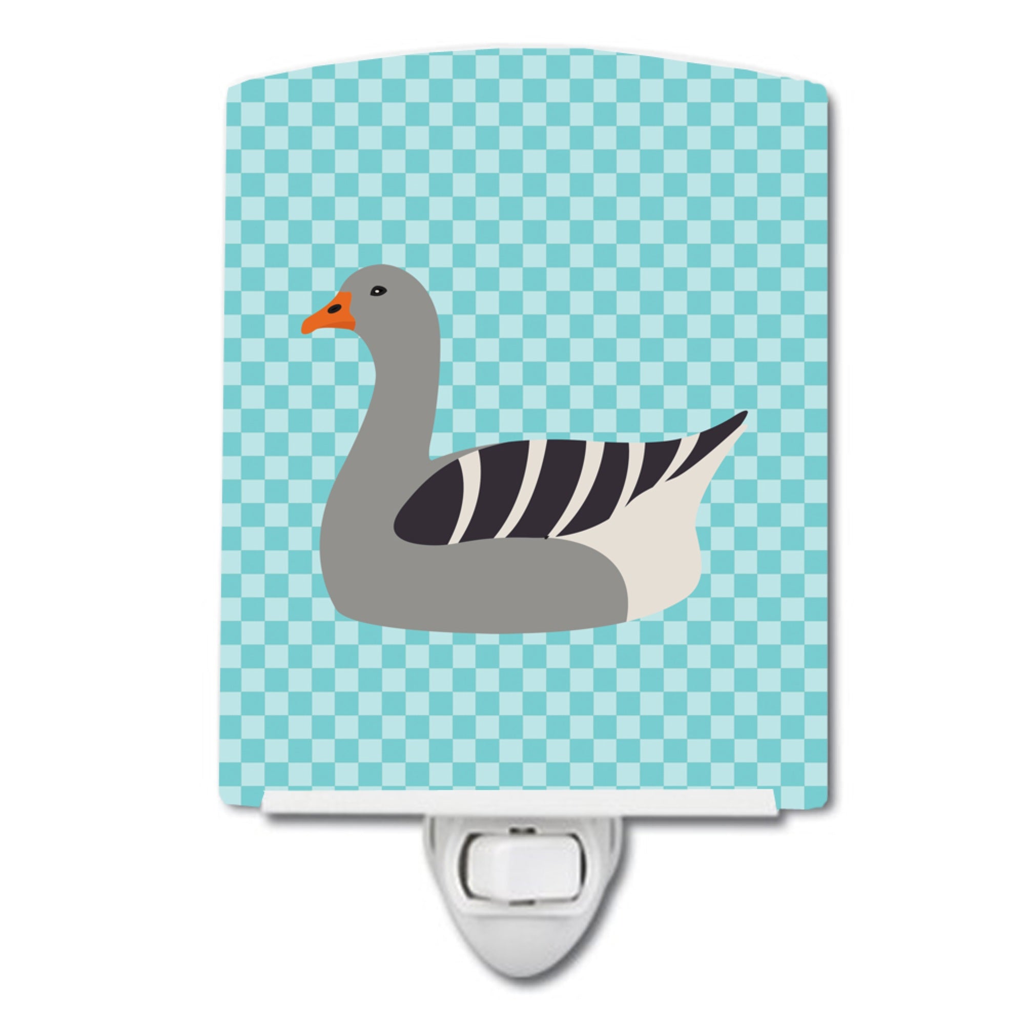  inchCarolines Treasures Pilgrim Goose Blue Check Ceramic Night Light, 6x4, Multicolor inch