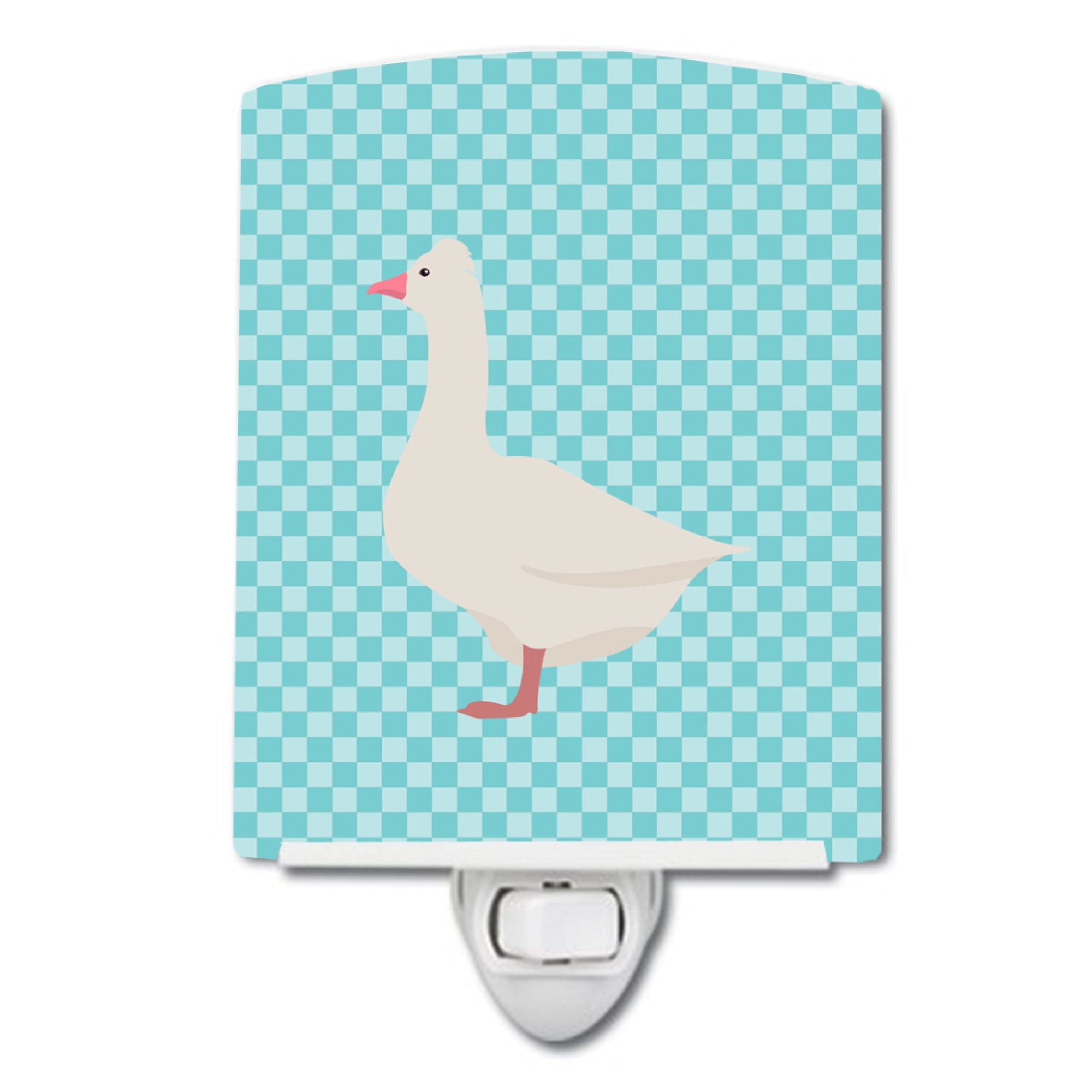  inchCarolines Treasures Roman Goose Blue Check Ceramic Night Light, 6x4, Multicolor inch