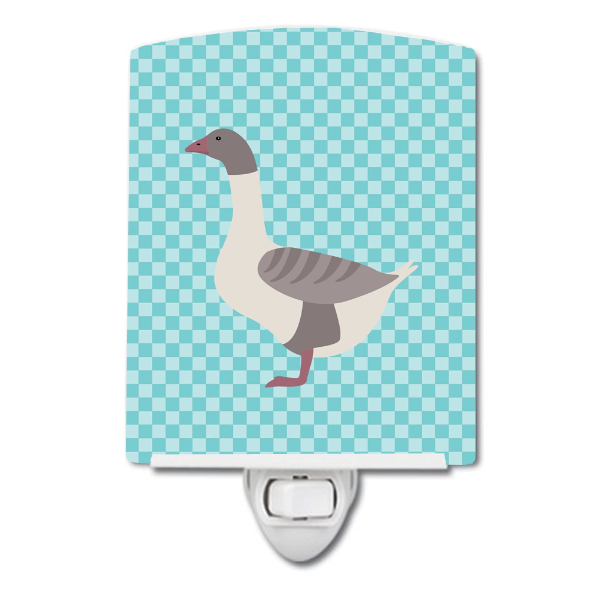 inchCarolines Treasures Buff Grey Back Goose Blue Check Ceramic Night Light, 6x4, Multicolor inch