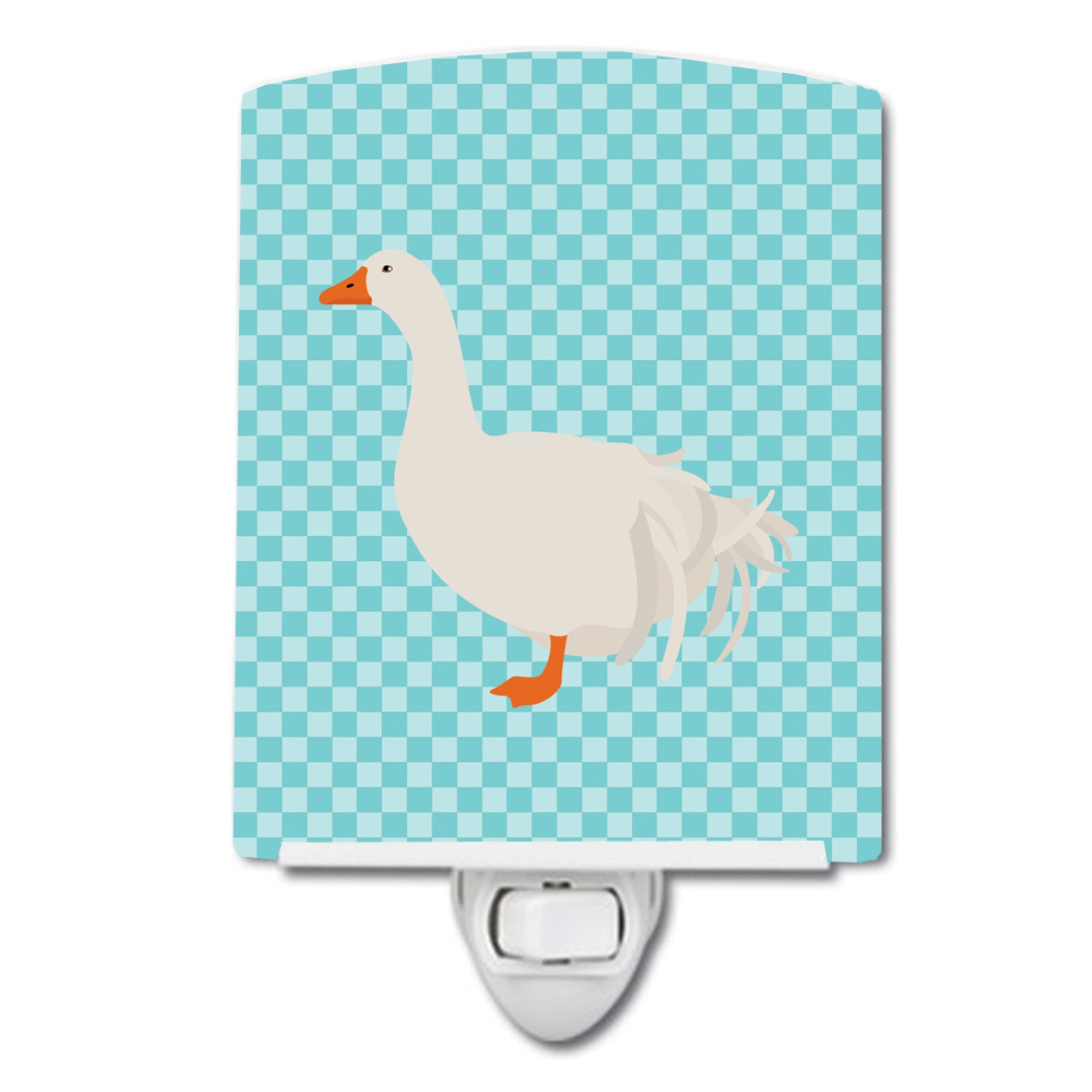  inchCarolines Treasures Sebastopol Goose Blue Check Ceramic Night Light, 6x4, Multicolor inch