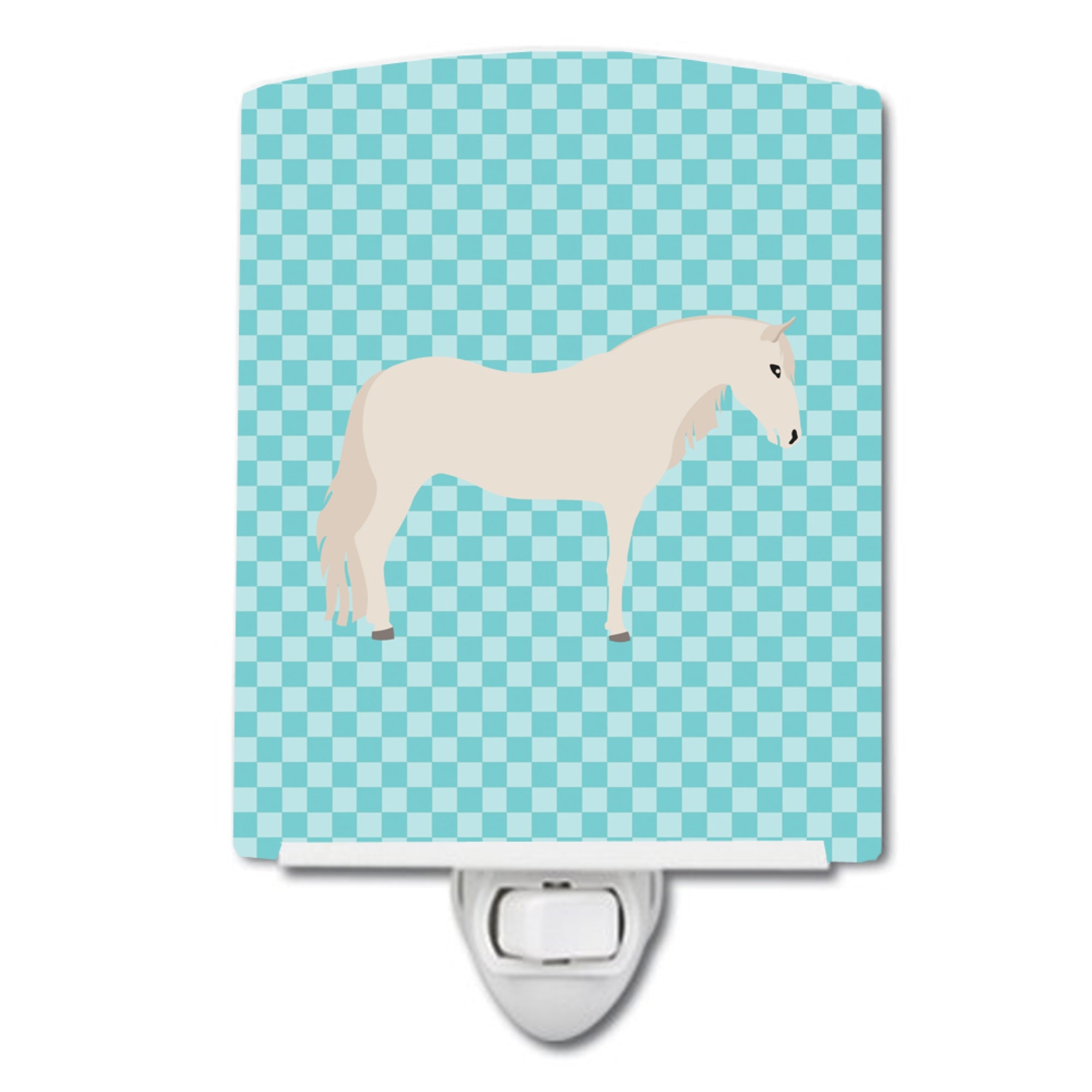  inchCarolines Treasures Paso Fino Horse Blue Check Ceramic Night Light, 6x4, Multicolor inch