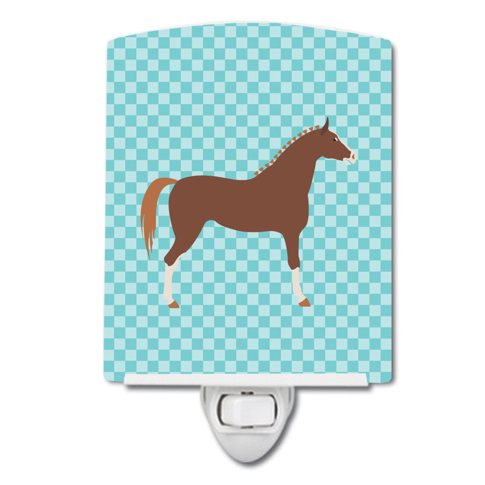  inchCarolines Treasures Hannoverian Horse Blue Check Ceramic Night Light, 6x4, Multicolor inch