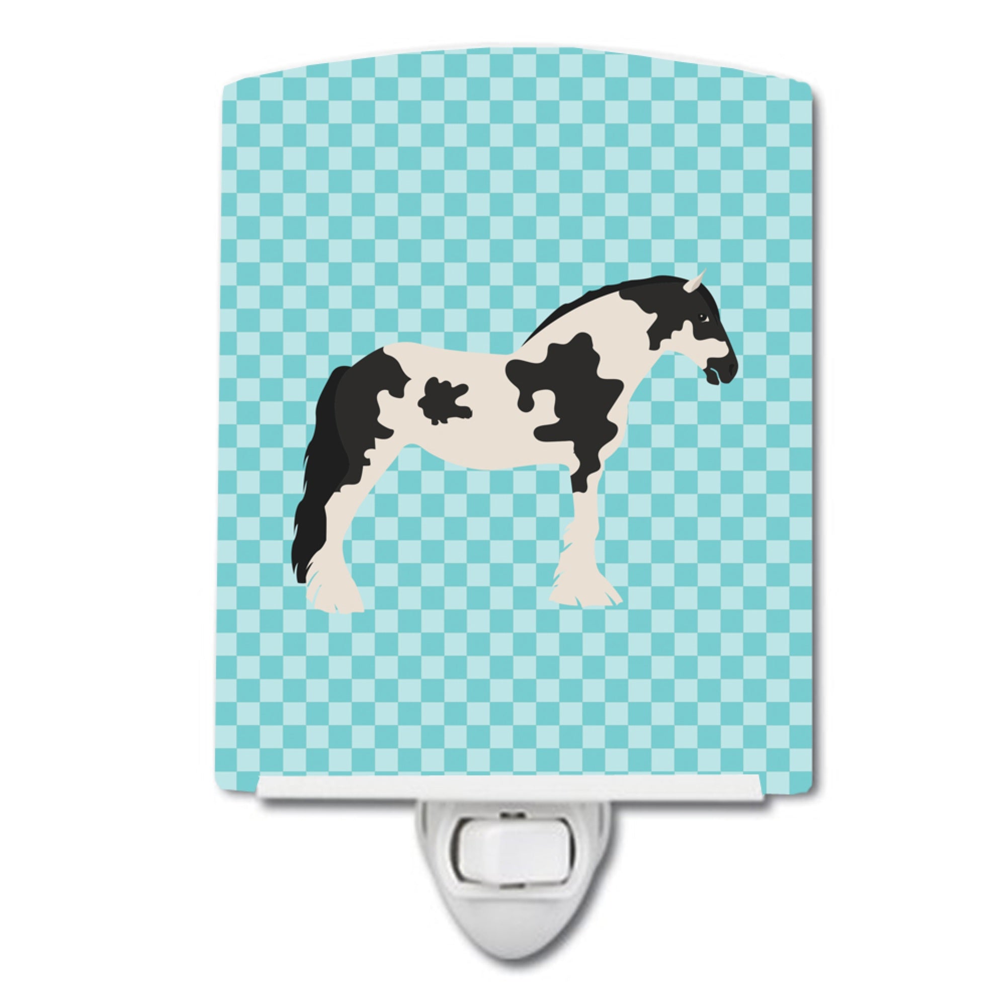  inchCarolines Treasures Cyldesdale Horse Blue Check Ceramic Night Light, 6x4, Multicolor inch