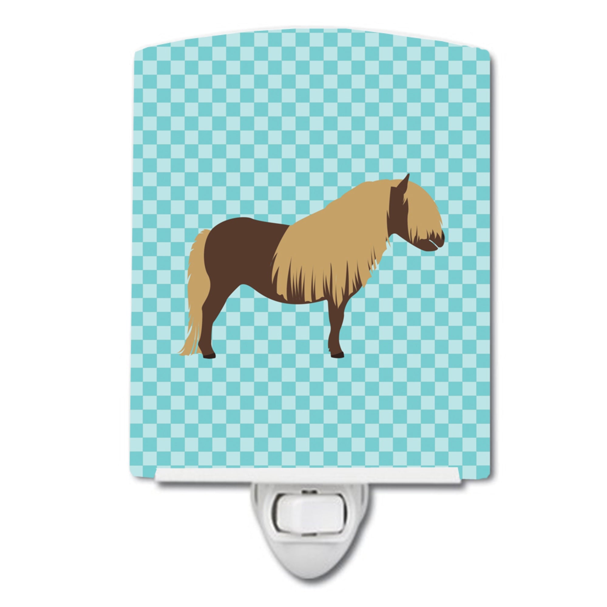  inchCarolines Treasures Shetland Pony Horse Blue Check Ceramic Night Light, 6x4, Multicolor inch