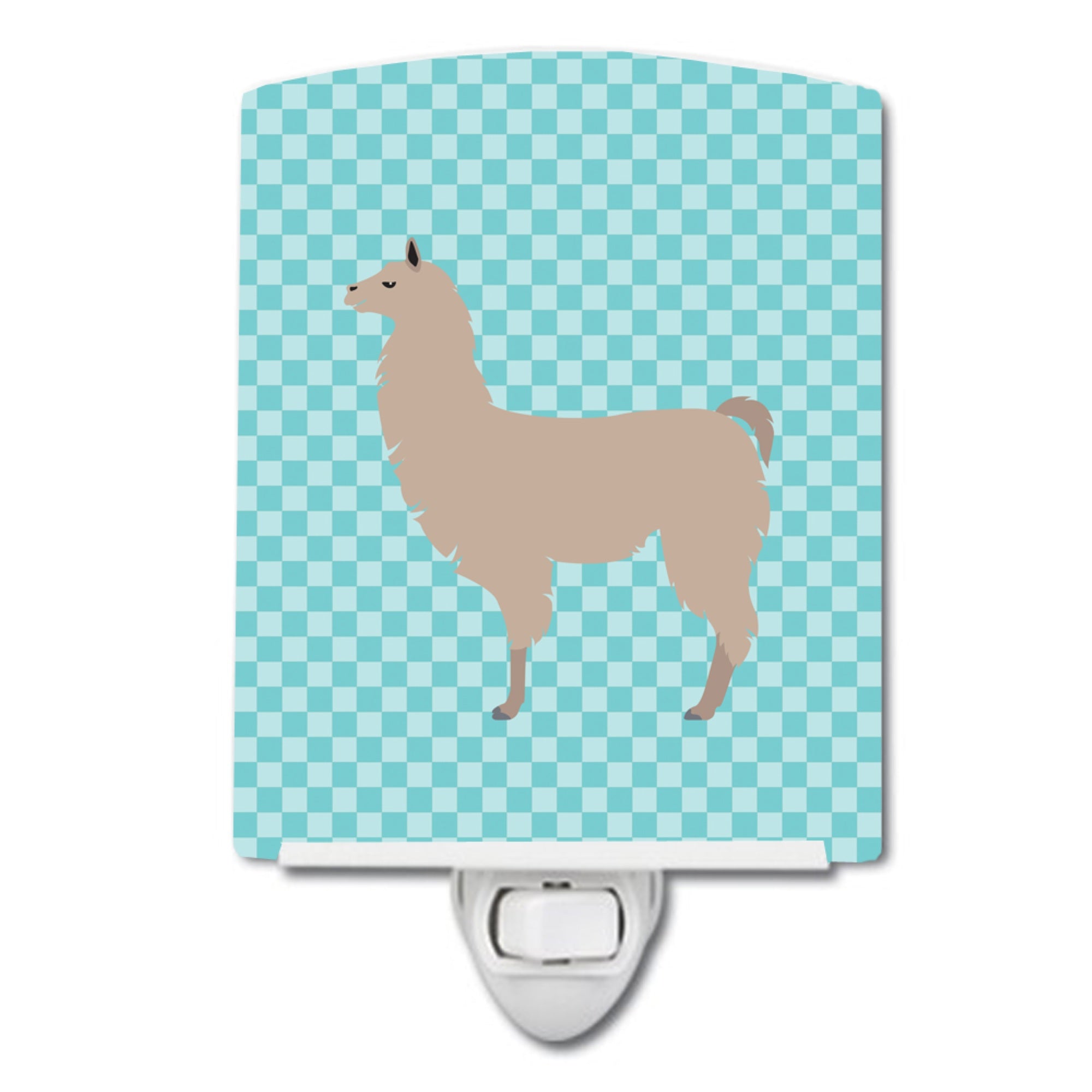  inchCarolines Treasures Llama Blue Check Ceramic Night Light, 6x4, Multicolor inch