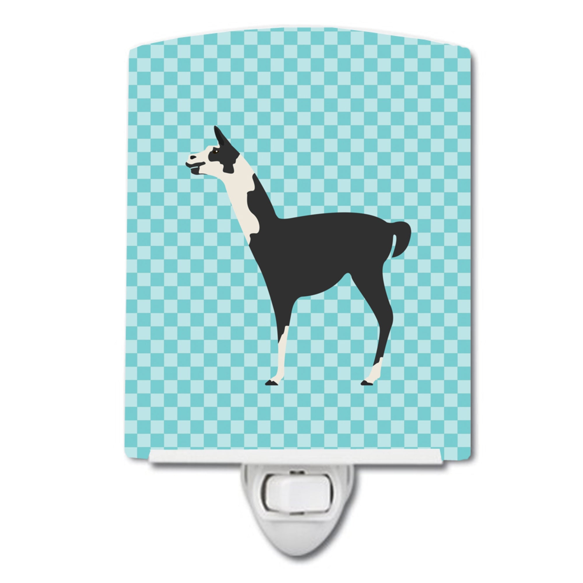  inchCarolines Treasures Llama Q Ara Blue Check Ceramic Night Light, 6x4, Multicolor inch