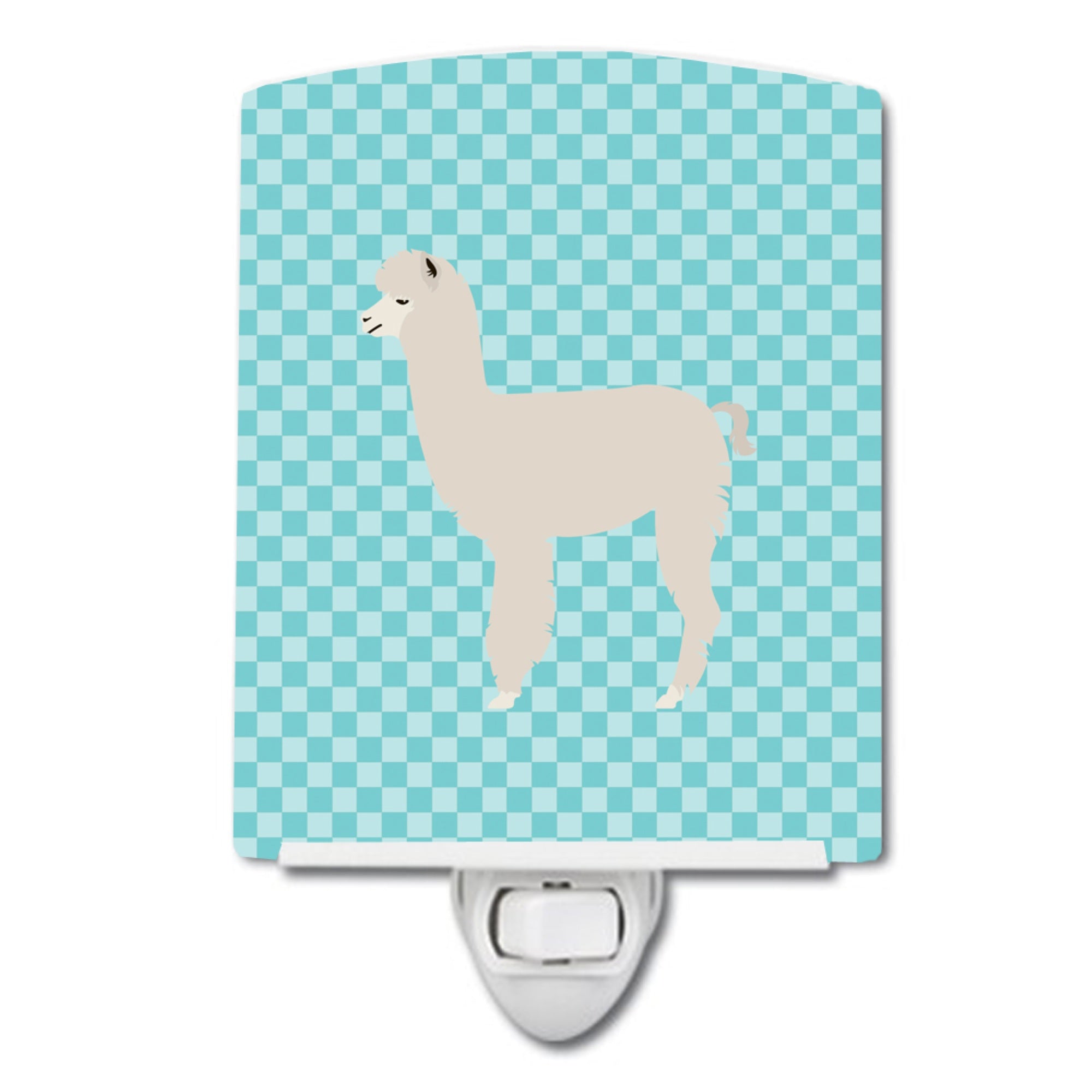  inchCarolines Treasures Alpaca Blue Check Ceramic Night Light, 6x4, Multicolor inch