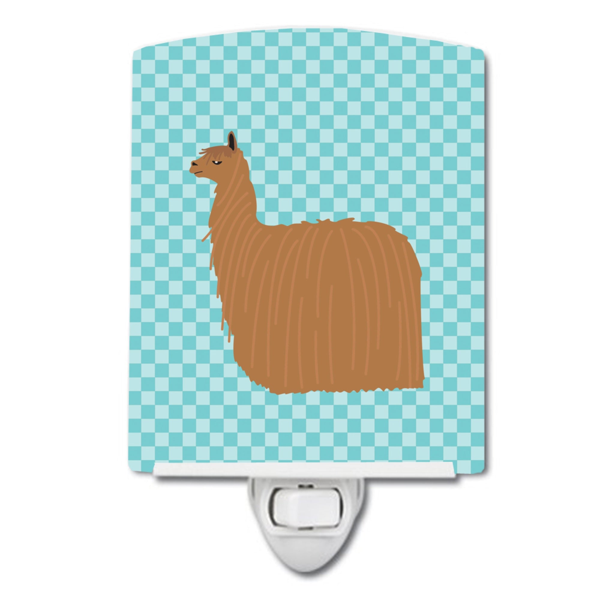  inchCarolines Treasures Alpaca Suri Blue Check Ceramic Night Light, 6x4, Multicolor inch