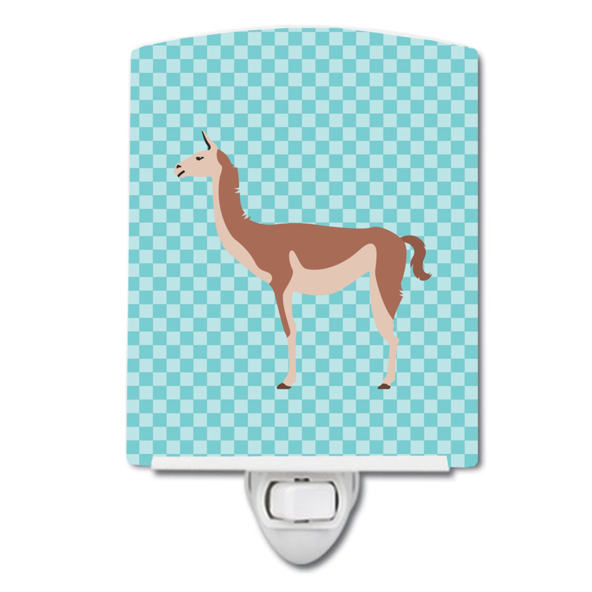  inchCarolines Treasures Guanaco Blue Check Ceramic Night Light, 6x4, Multicolor inch