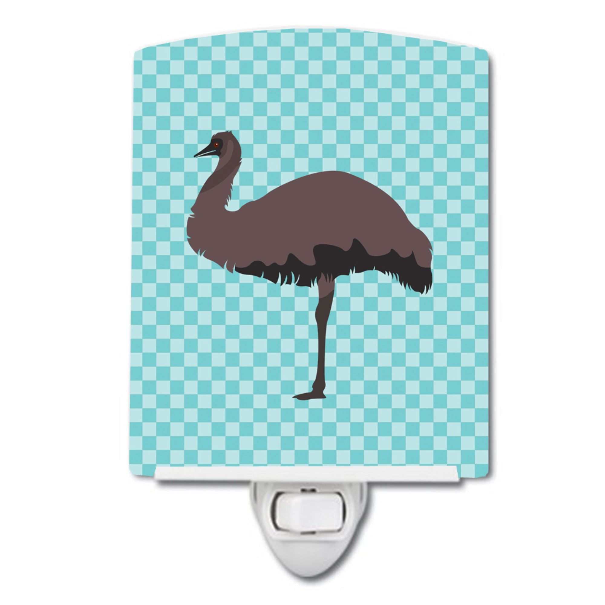  inchCarolines Treasures Emu Blue Check Ceramic Night Light, 6x4, Multicolor inch