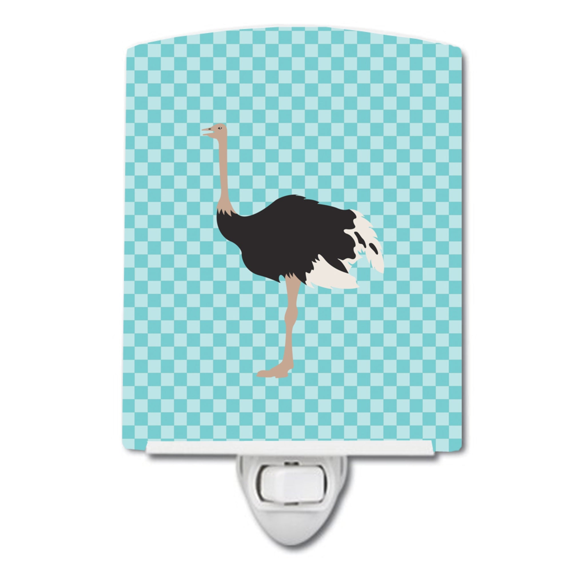  inchCarolines Treasures Common Ostrich Blue Check Ceramic Night Light, 6x4, Multicolor inch