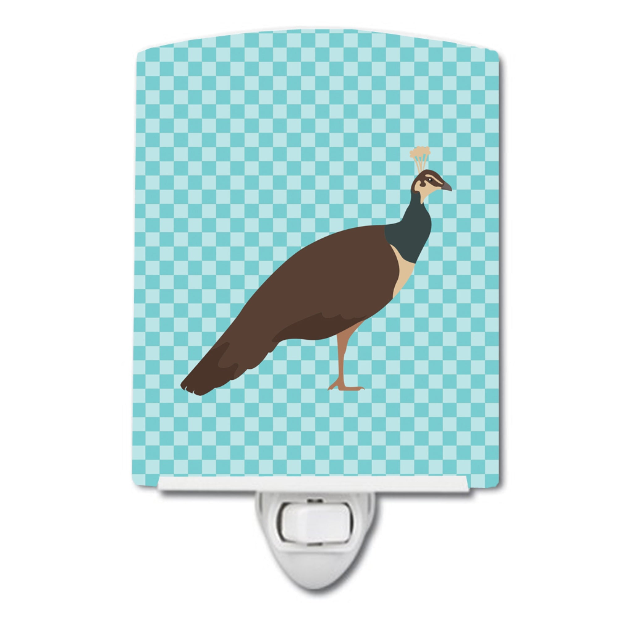  inchCarolines Treasures Indian Peahen Peafowl Blue Check Ceramic Night Light, 6x4, Multicolor inch