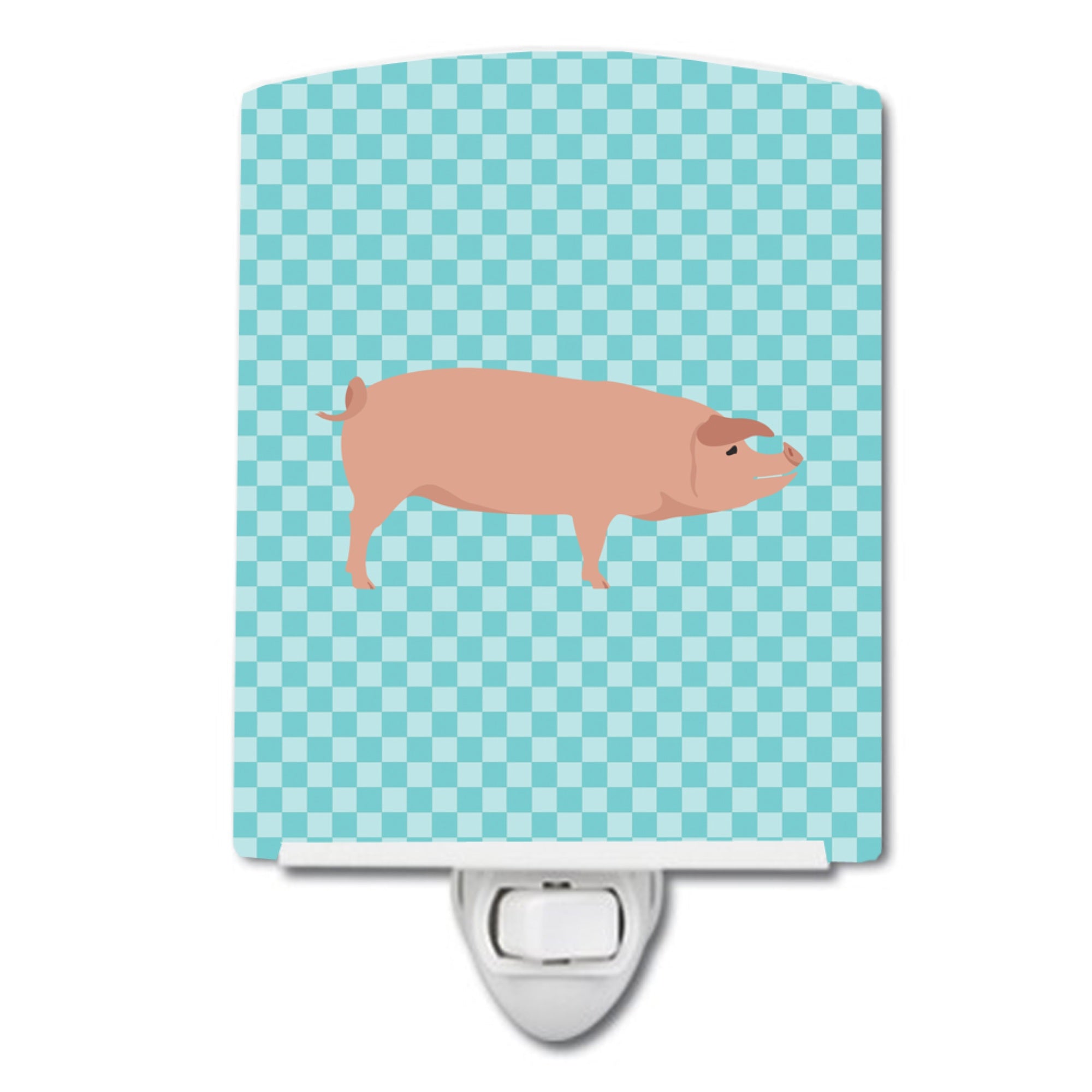  inchCarolines Treasures American Landrace Pig Blue Check Ceramic Night Light, 6x4, Multicolor inch