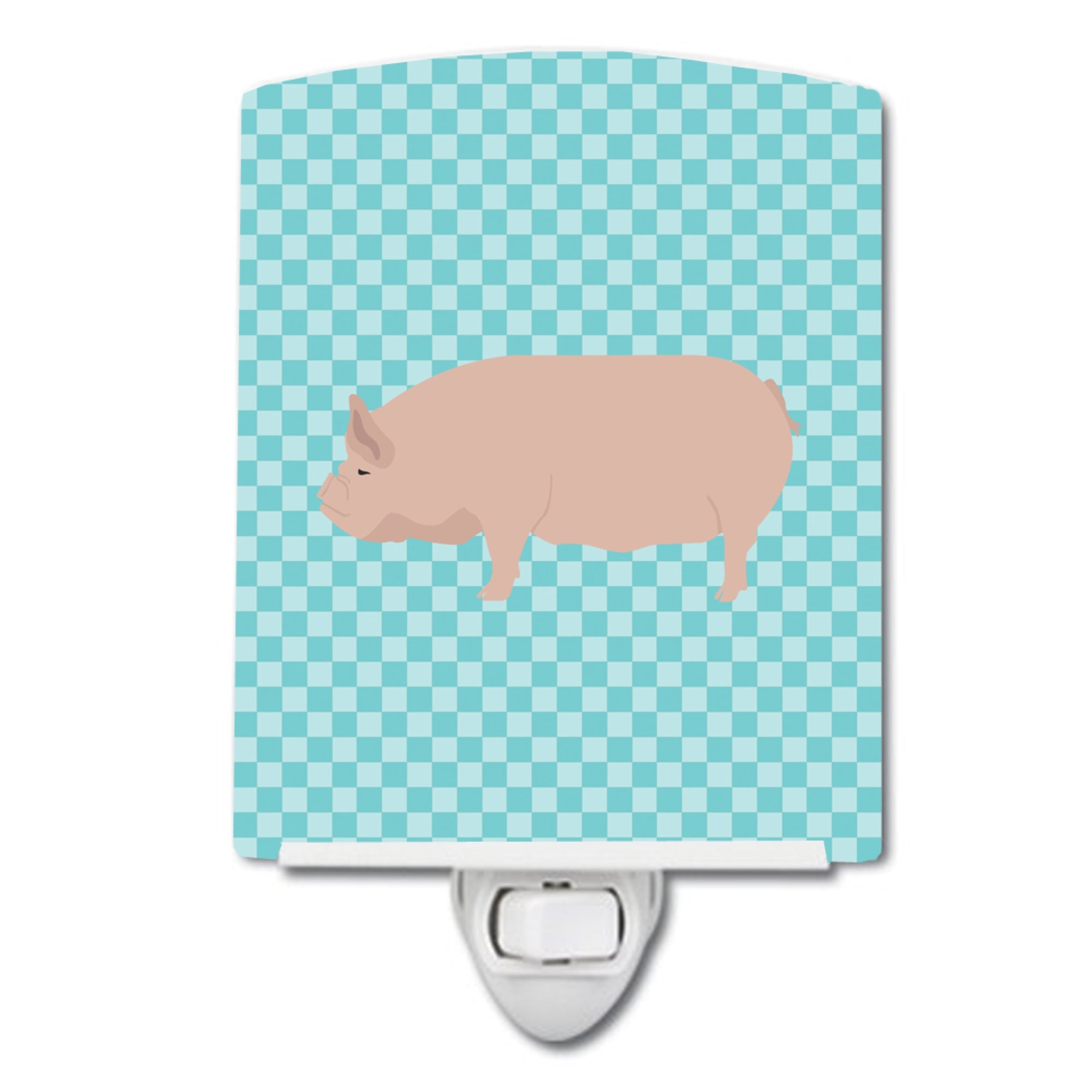  inchCarolines Treasures Welsh Pig Blue Check Ceramic Night Light, 6x4, Multicolor inch
