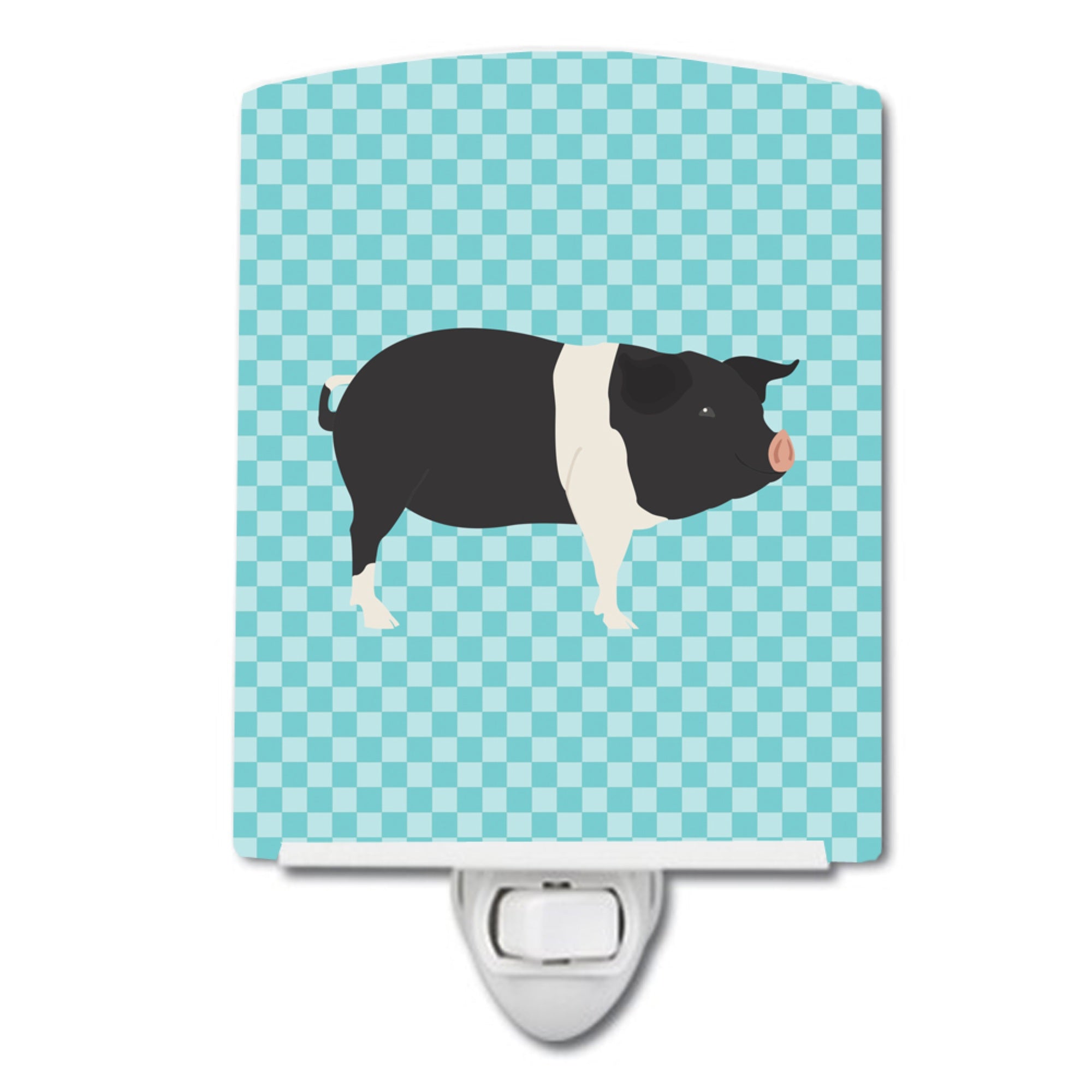  inchCarolines Treasures Hampshire Pig Blue Check Ceramic Night Light, 6x4, Multicolor inch