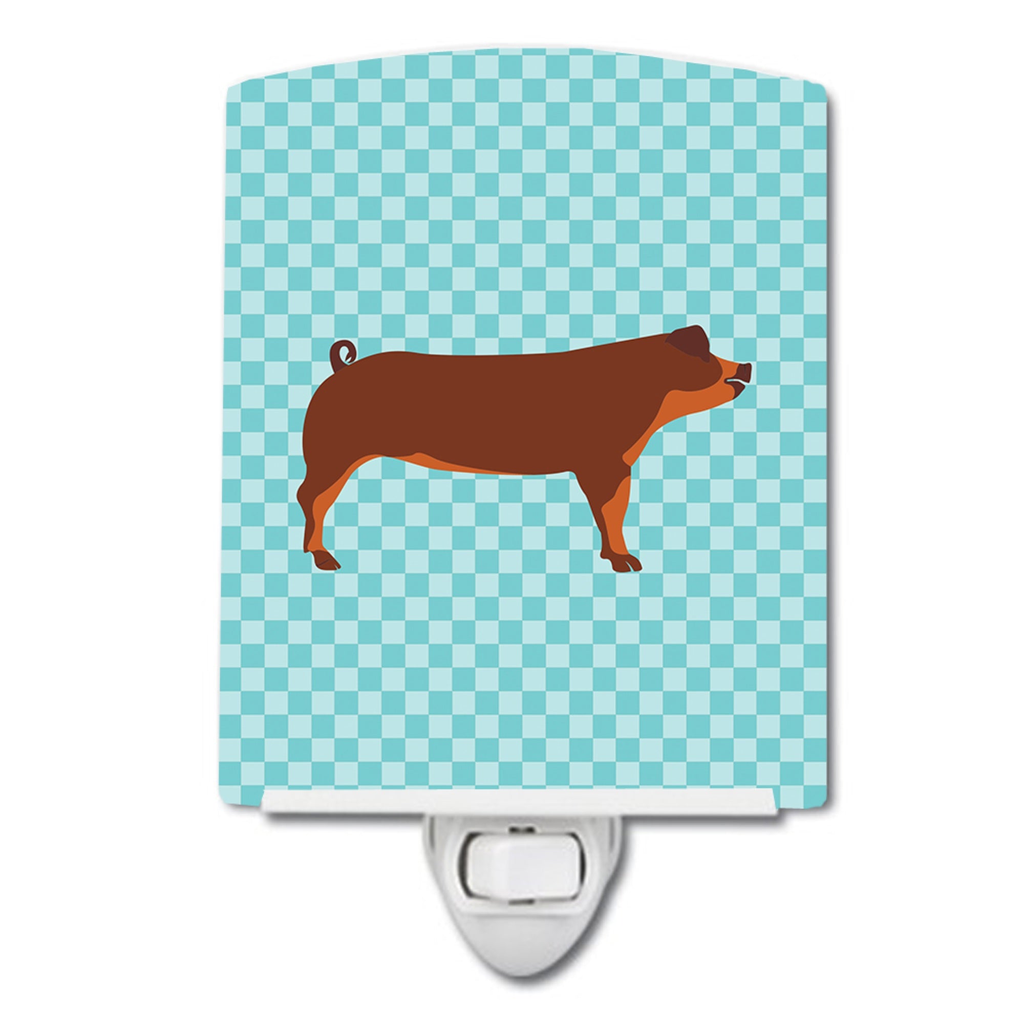  inchCarolines Treasures Duroc Pig Blue Check Ceramic Night Light, 6x4, Multicolor inch