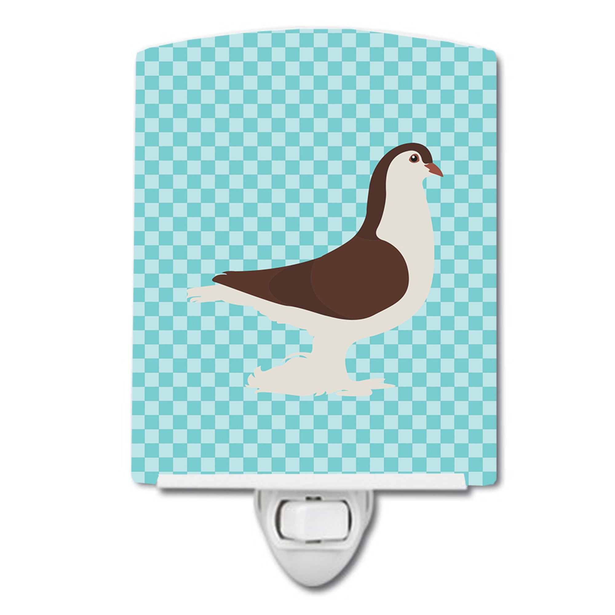  inchCarolines Treasures Large Pigeon Blue Check Ceramic Night Light, 6x4, Multicolor inch