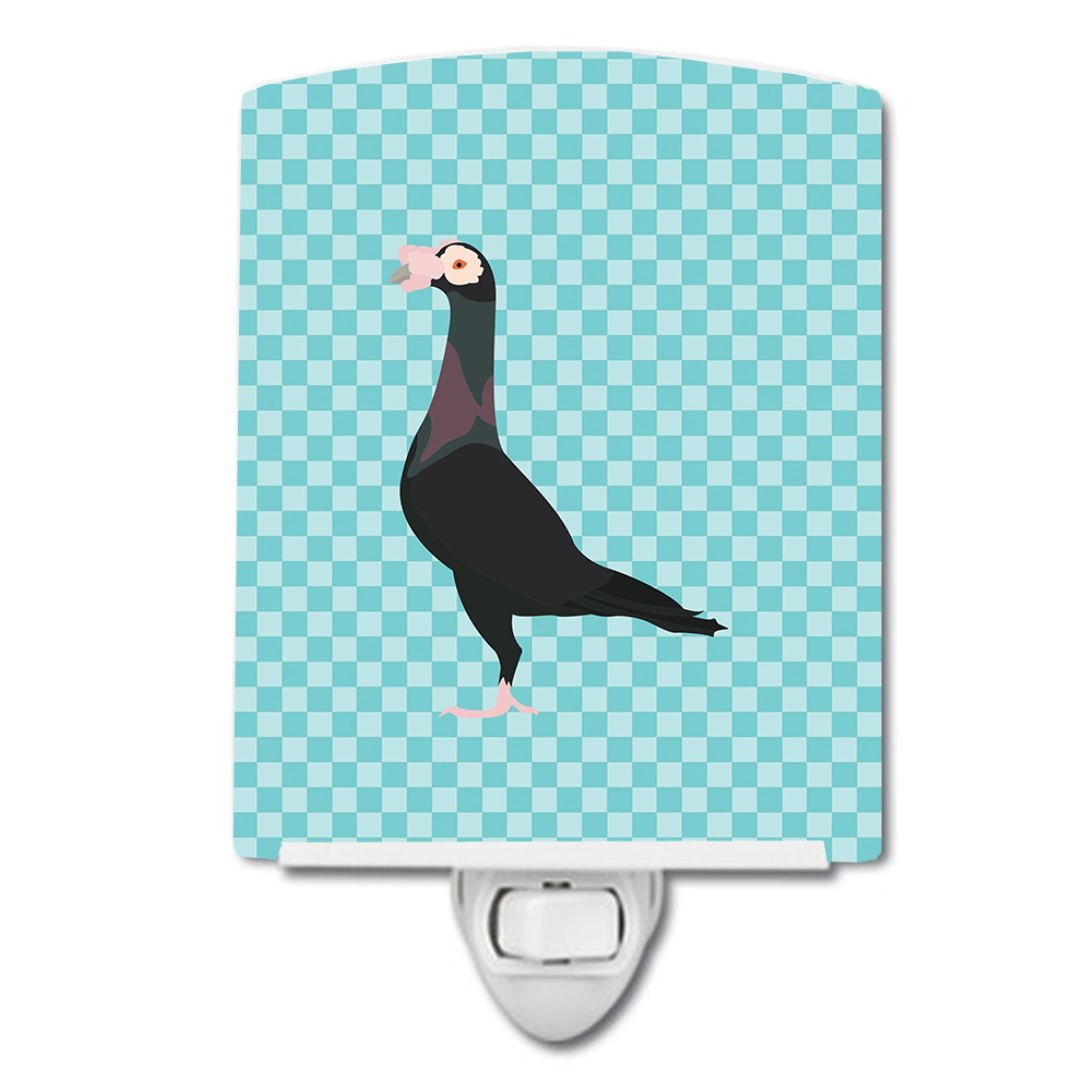  inchCarolines Treasures English Carrier Pigeon Blue Check Ceramic Night Light, 6x4, Multicolor inch