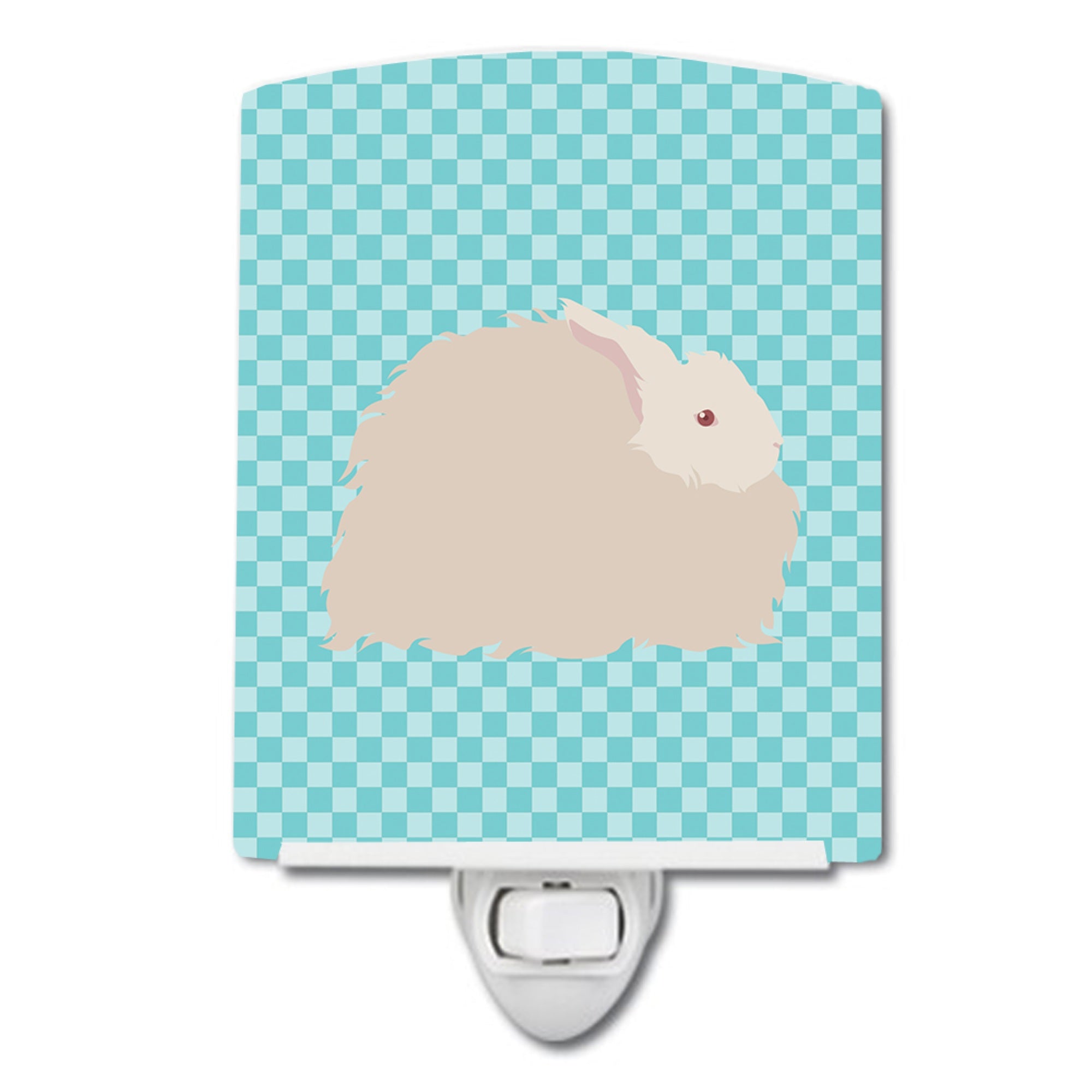  inchCarolines Treasures Fluffy Angora Rabbit Blue Check Ceramic Night Light, 6x4, Multicolor inch