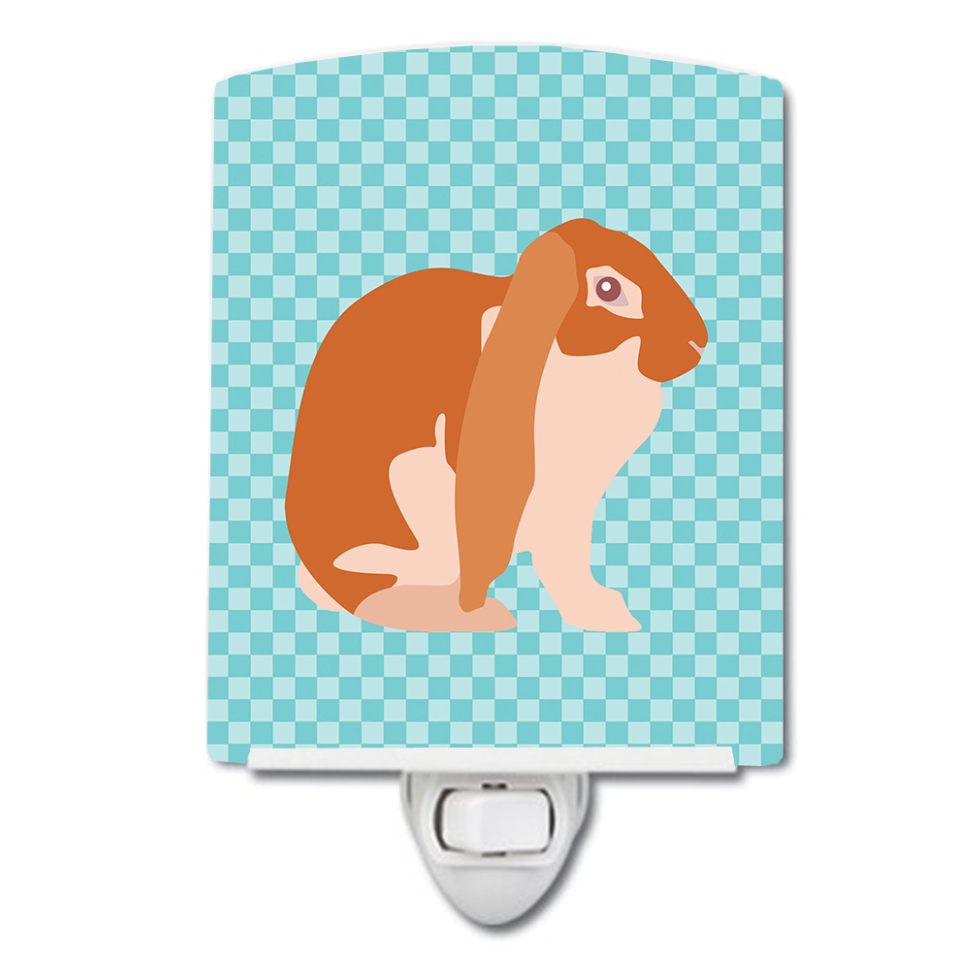  inchCarolines Treasures English Lop Rabbit Blue Check Ceramic Night Light, 6x4, Multicolor inch