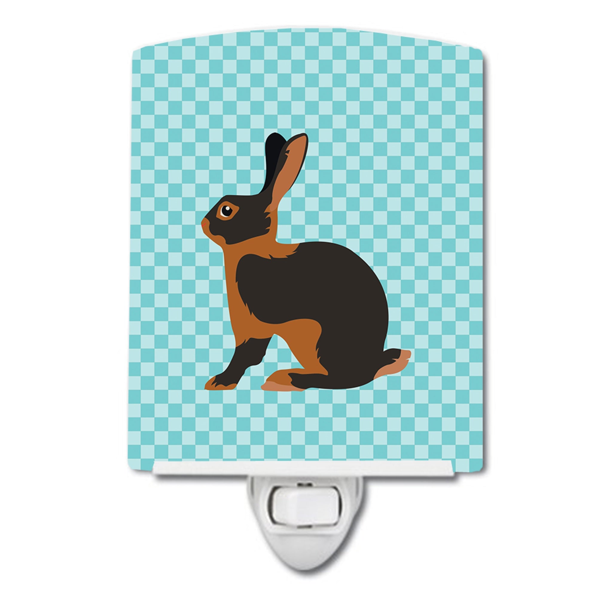  inchCarolines Treasures Tan Rabbit Blue Check Ceramic Night Light, 6x4, Multicolor inch
