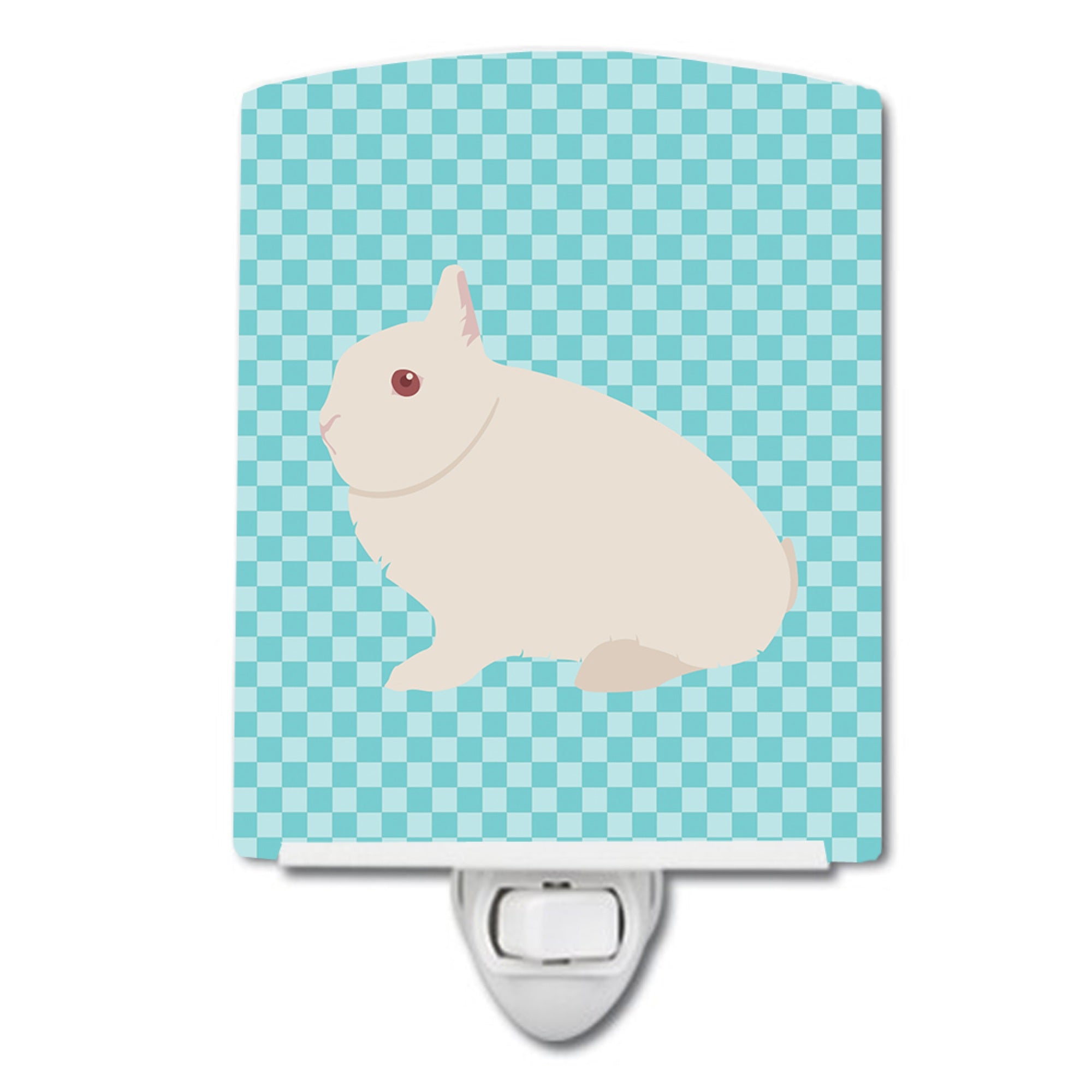  inchCarolines Treasures Hermelin Rabbit Blue Check Ceramic Night Light, 6x4, Multicolor inch