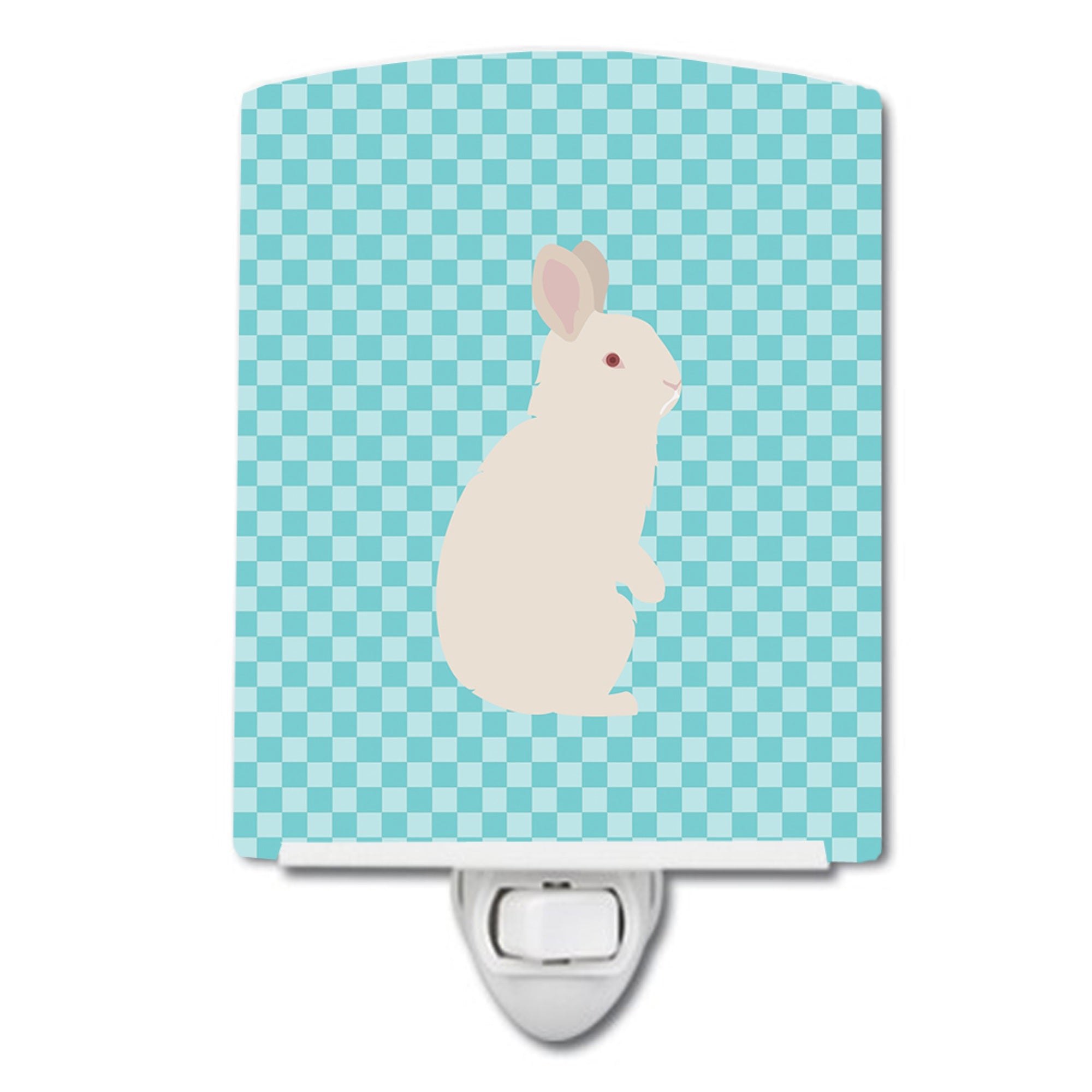  inchCarolines Treasures New Zealand White Rabbit Blue Check Ceramic Night Light, 6x4, Multicolor inch