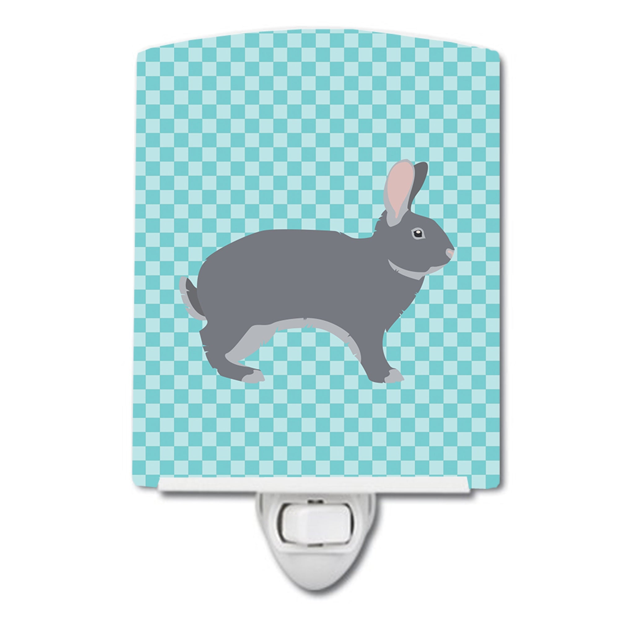 inchCarolines Treasures Giant Chinchilla Rabbit Blue Check Ceramic Night Light, 6x4, Multicolor inch