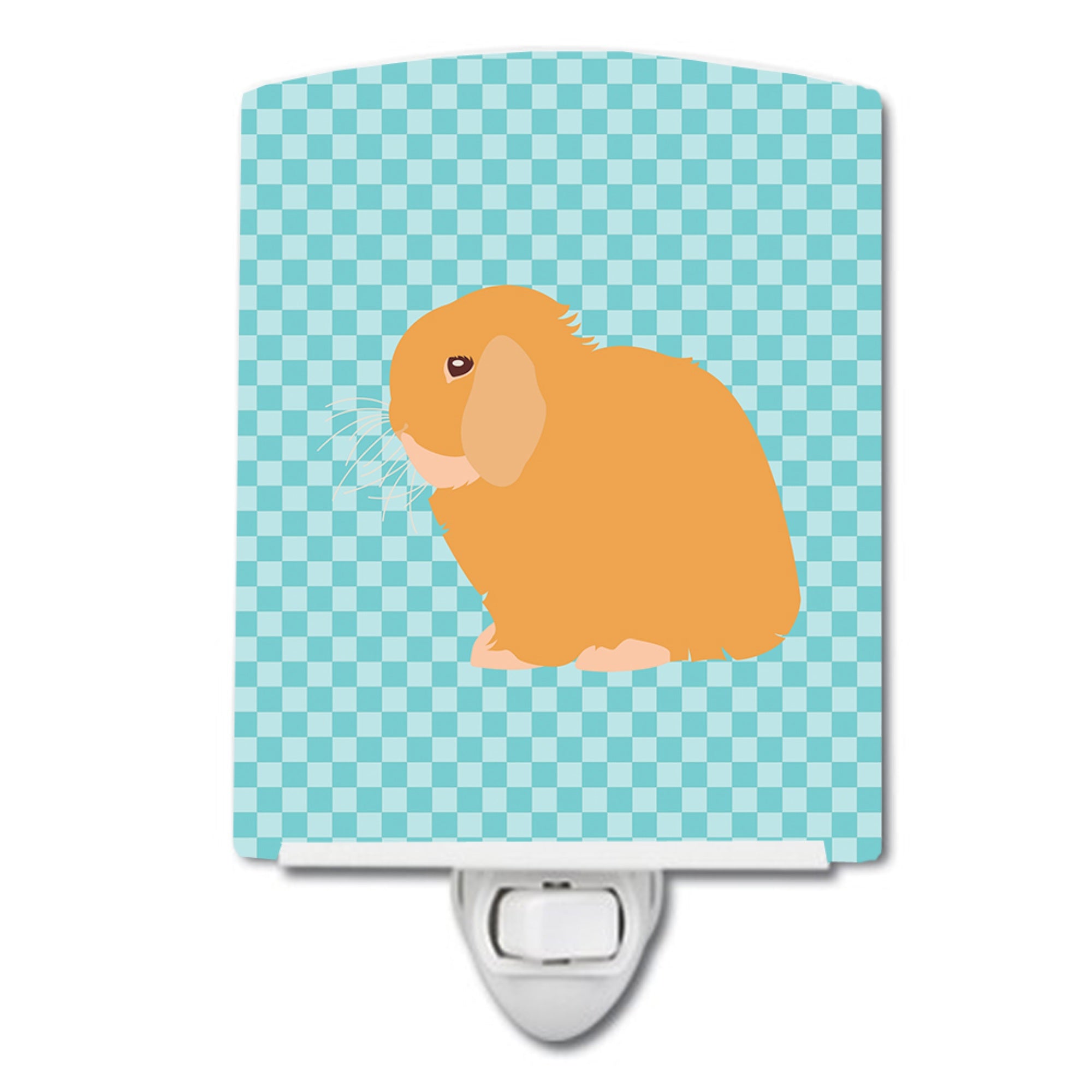  inchCarolines Treasures Holland Lop Rabbit Blue Check Ceramic Night Light, 6x4, Multicolor inch
