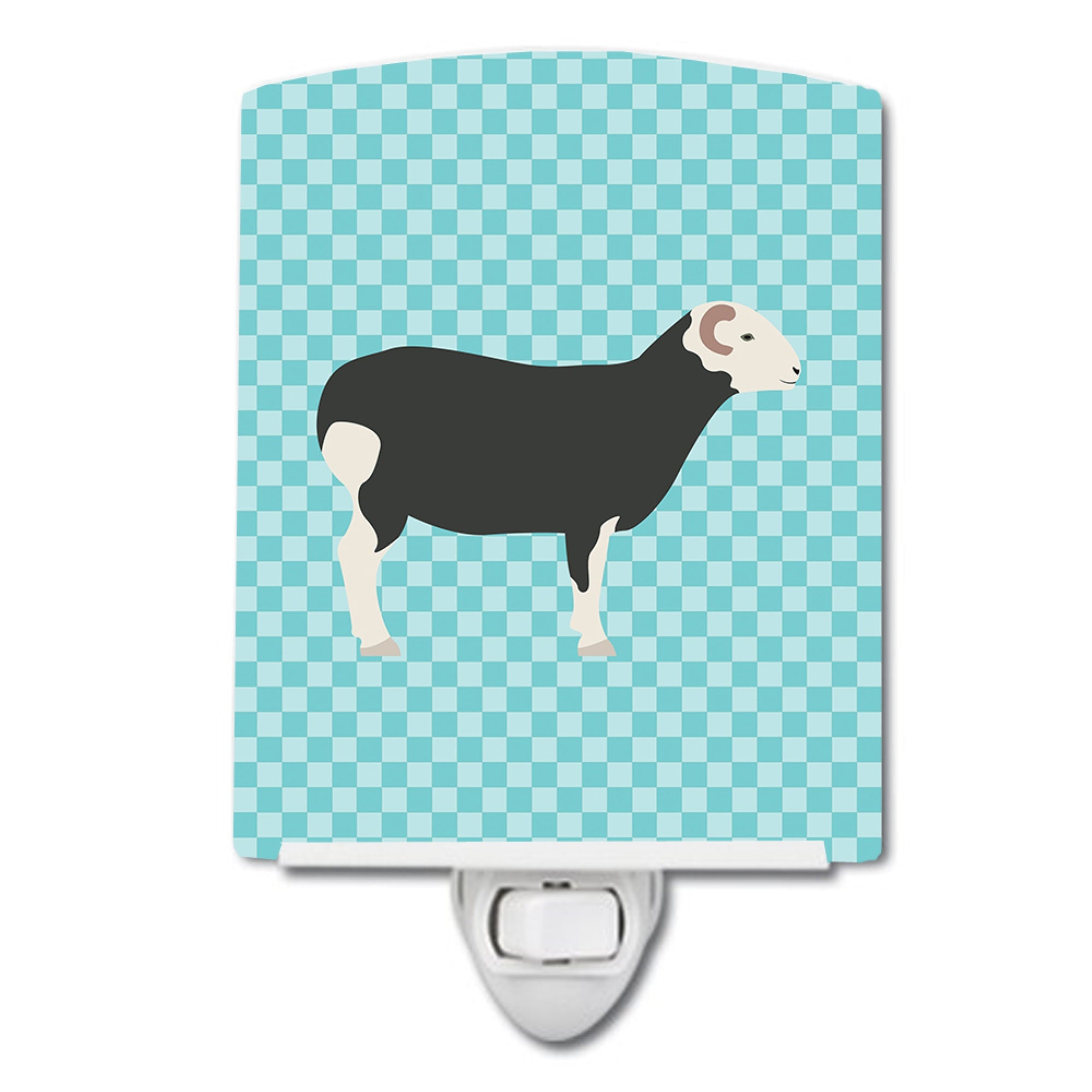  inchCarolines Treasures Herwick Sheep Blue Check Ceramic Night Light, 6x4, Multicolor inch