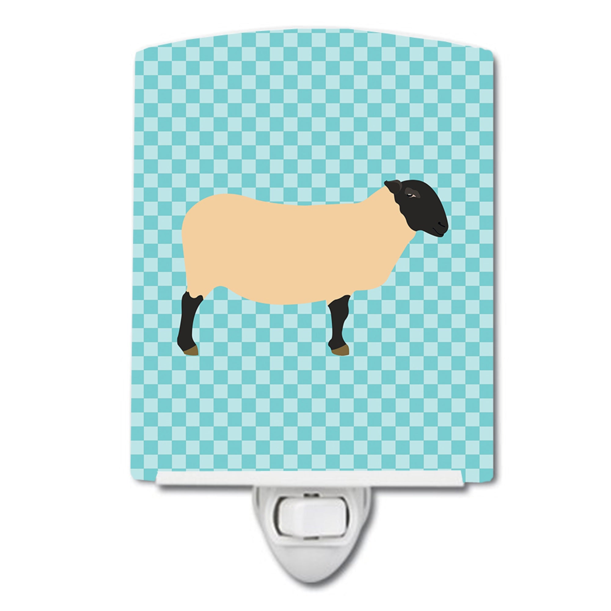  inchCarolines Treasures Suffolk Sheep Blue Check Ceramic Night Light, 6x4, Multicolor inch