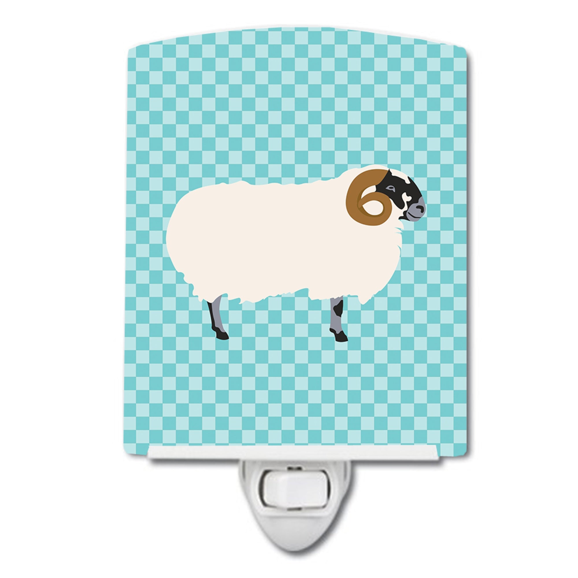  inchCarolines Treasures Scottish Blackface Sheep Blue Check Ceramic Night Light, 6x4, Multicolor inch