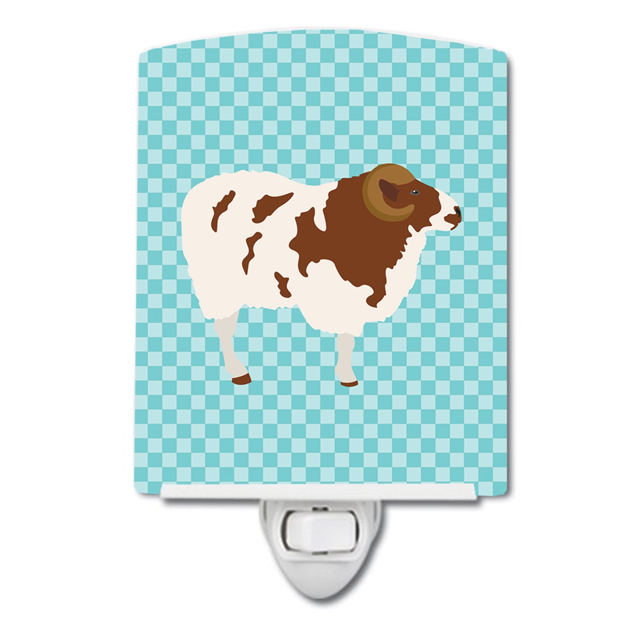  inchCarolines Treasures Jacob Sheep Blue Check Ceramic Night Light, 6x4, Multicolor inch