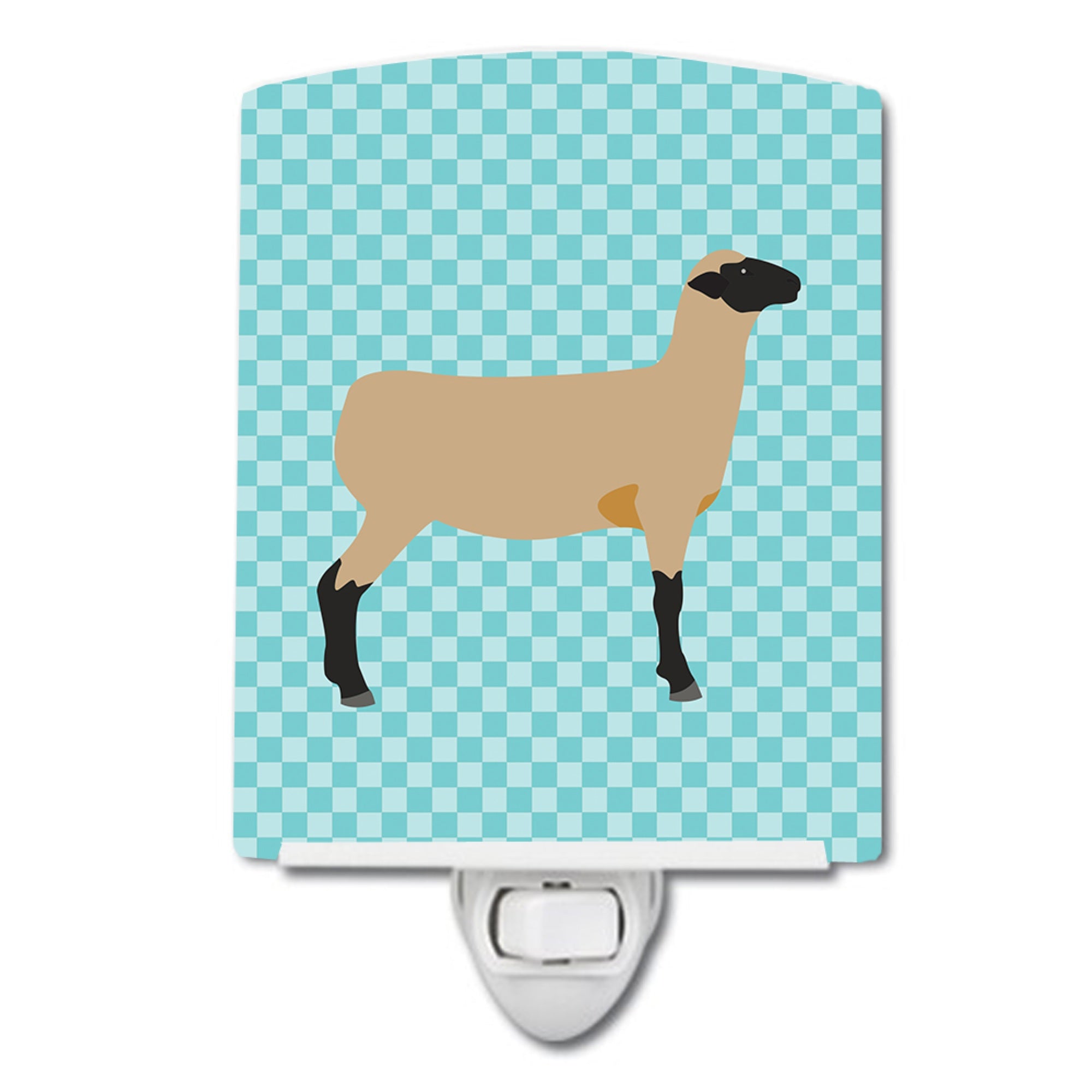  inchCarolines Treasures Hampshire Down Sheep Blue Check Ceramic Night Light, 6x4, Multicolor inch