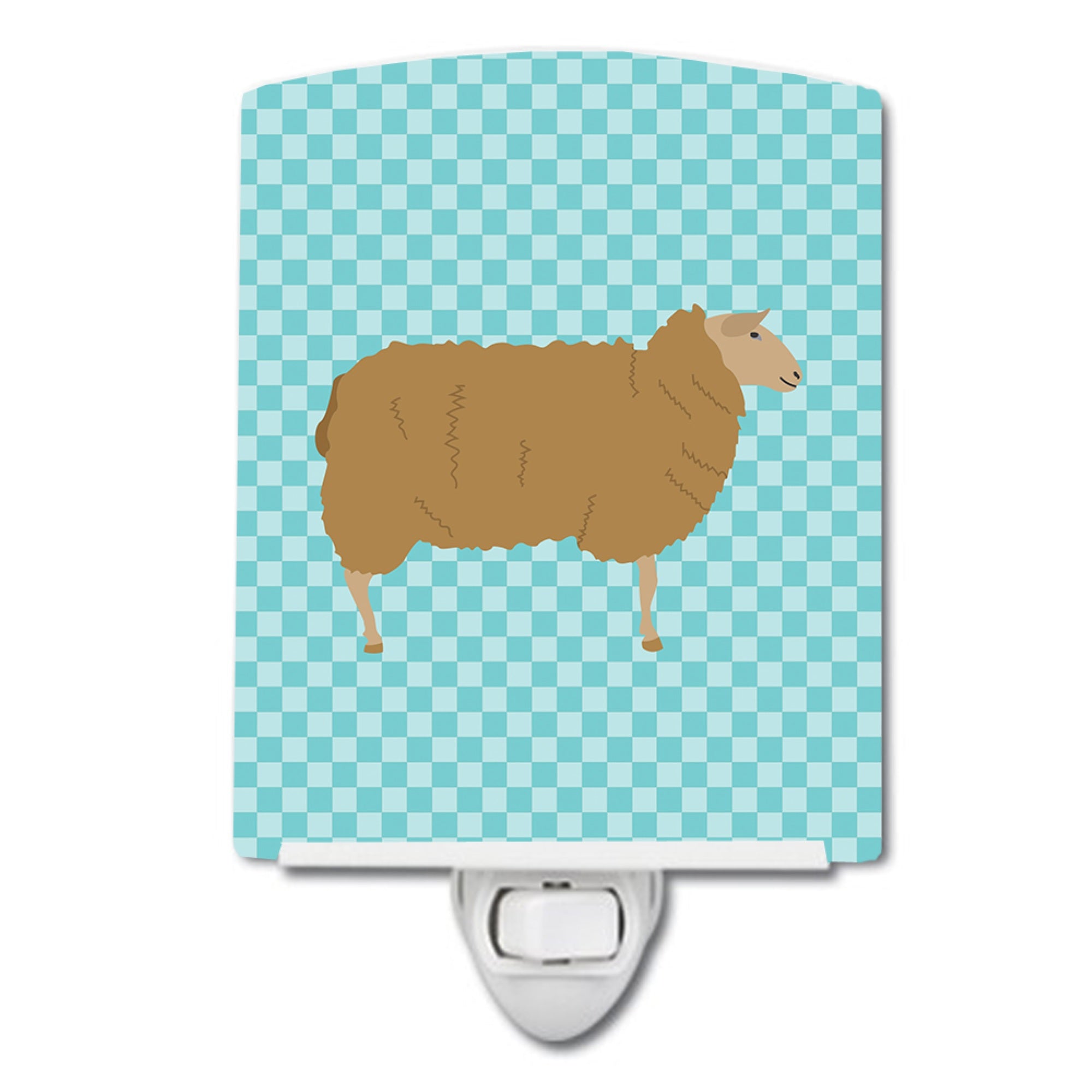  inchCarolines Treasures East Friesian Sheep Blue Check Ceramic Night Light, 6x4, Multicolor inch