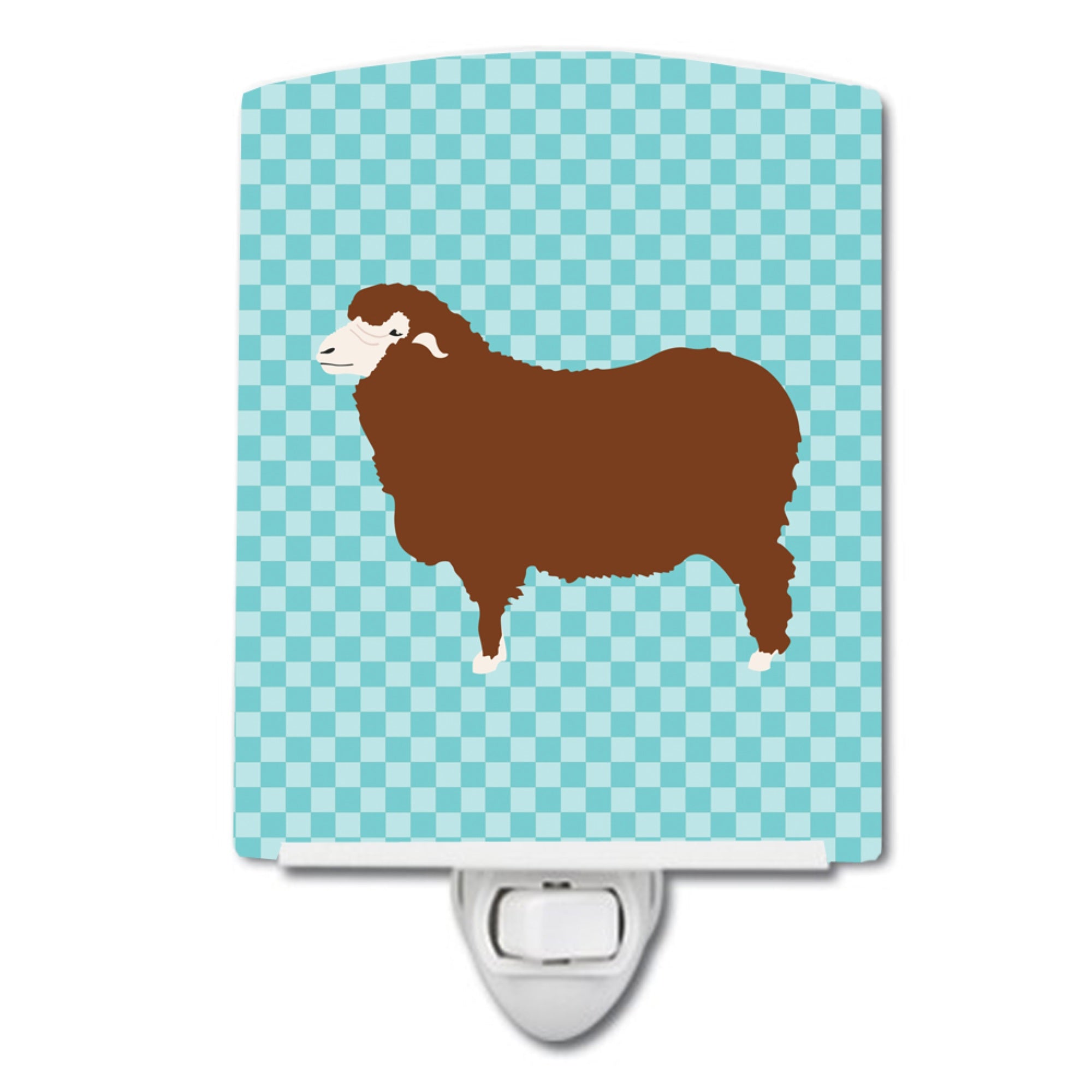  inchCarolines Treasures Merino Sheep Blue Check Ceramic Night Light, 6x4, Multicolor inch