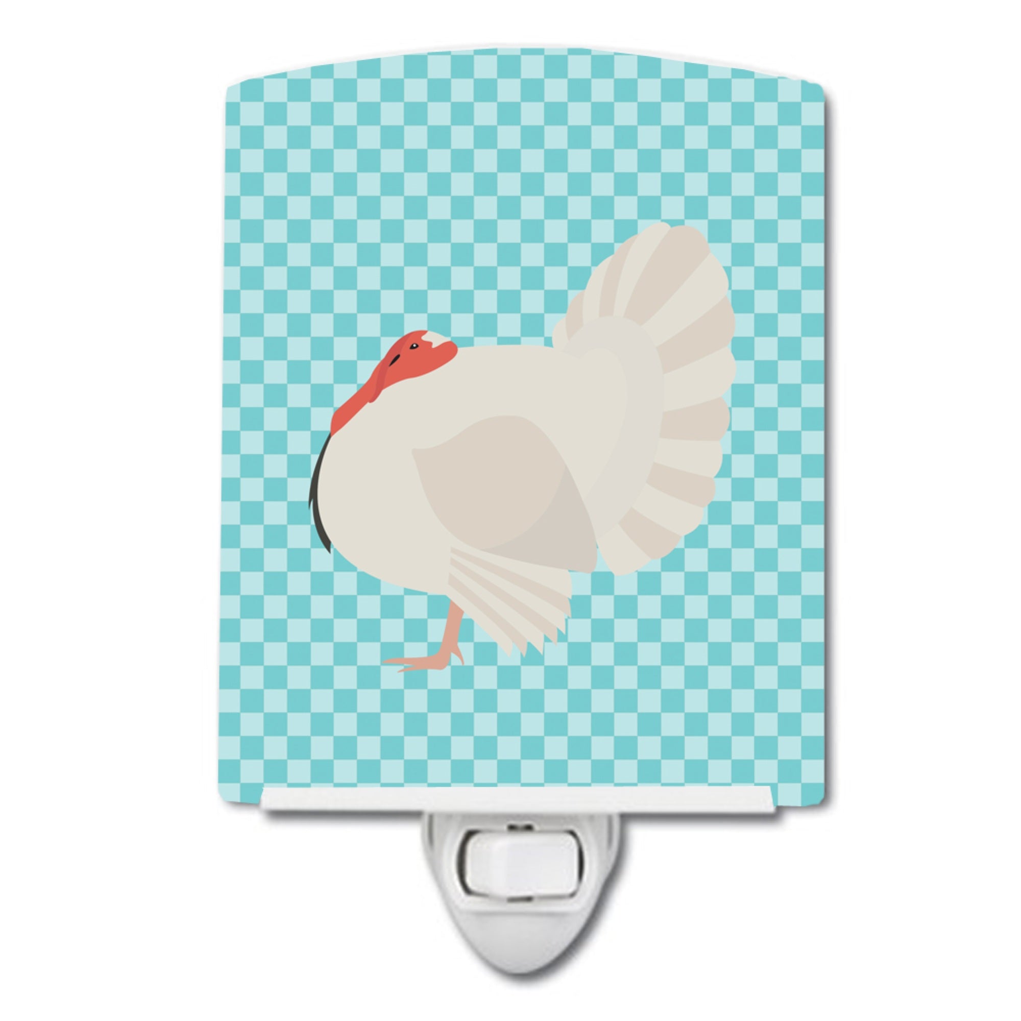 inchCarolines Treasures White Holland Turkey Blue Check Ceramic Night Light, 6x4, Multicolor inch