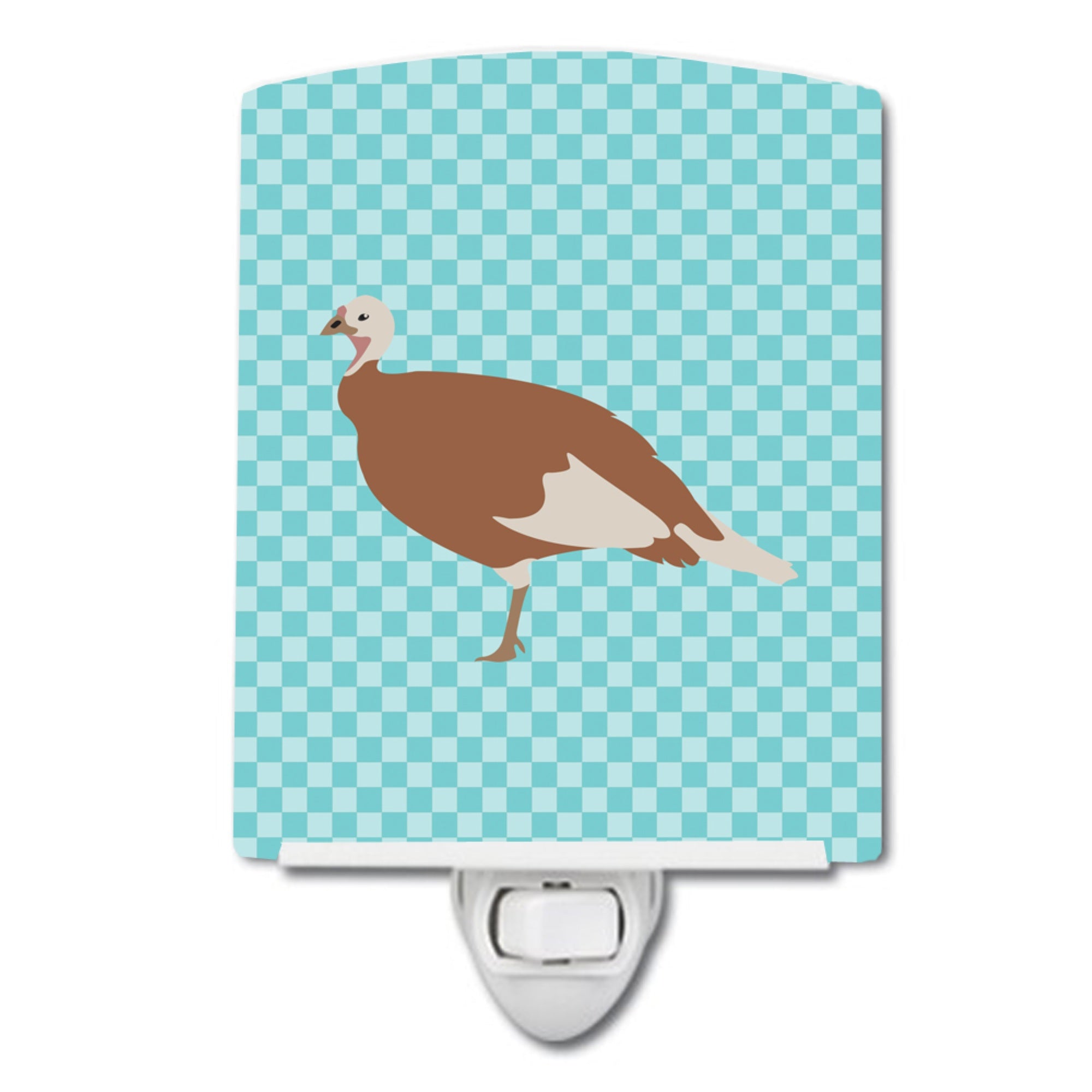  inchCarolines Treasures Jersey Buff Turkey Hen Blue Check Ceramic Night Light, 6x4, Multicolor inch