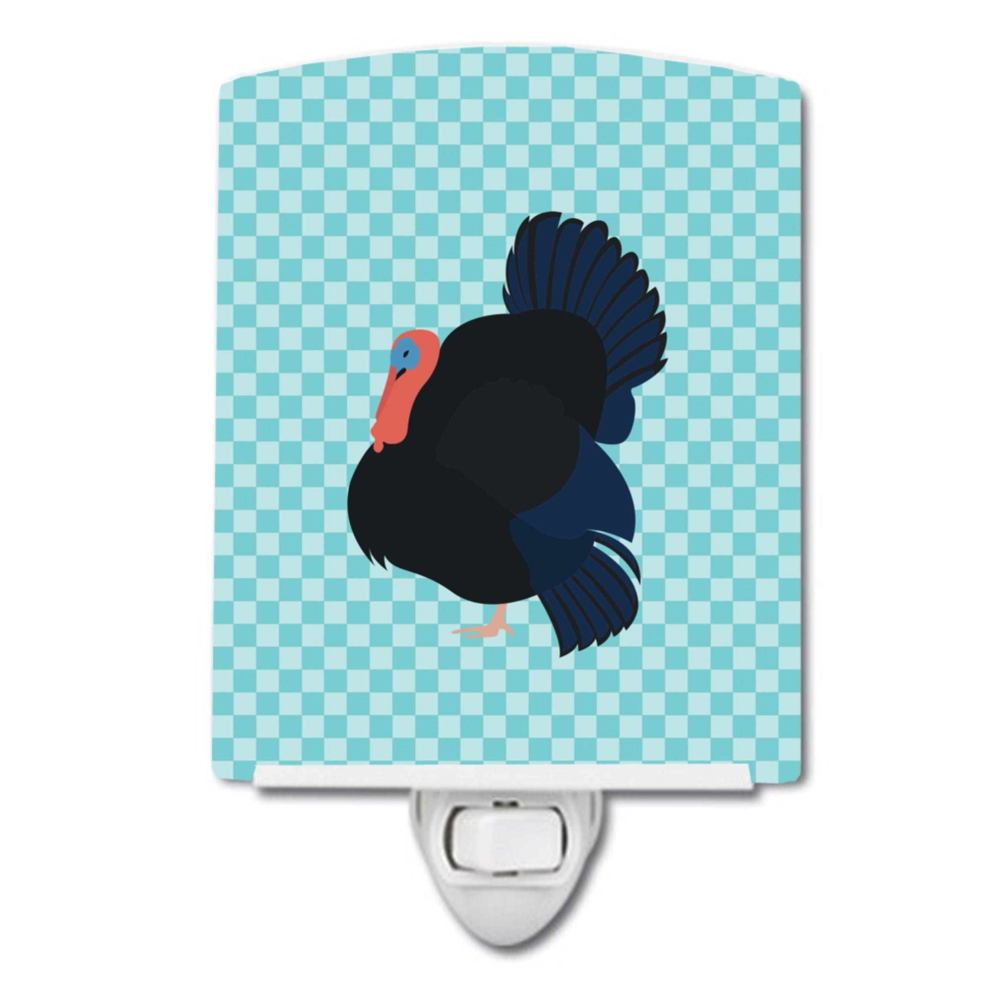  inchCarolines Treasures Norfolk Black Turkey Blue Check Ceramic Night Light, 6x4, Multicolor inch