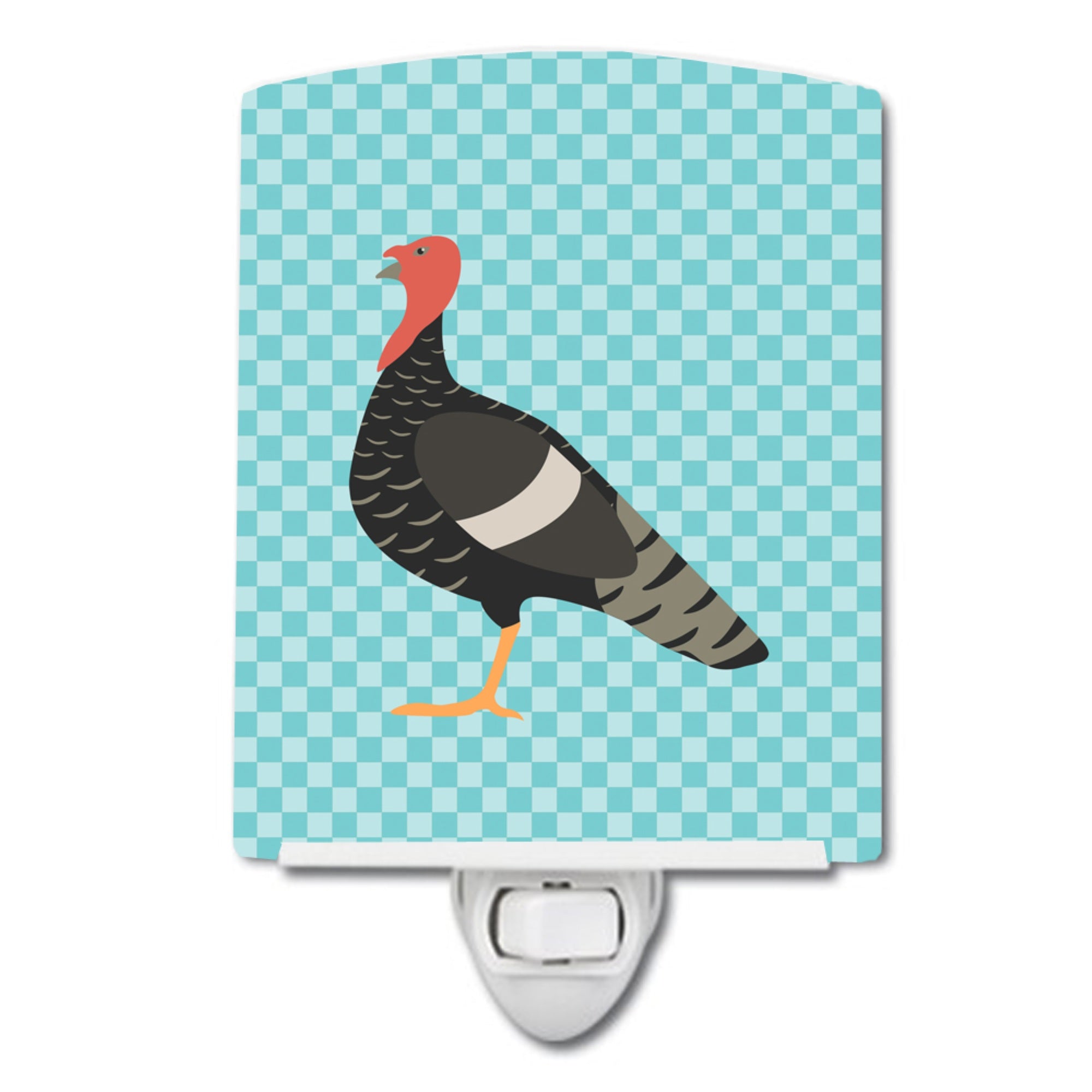  inchCarolines Treasures Marragansett Turkey Blue Check Ceramic Night Light, 6x4, Multicolor inch