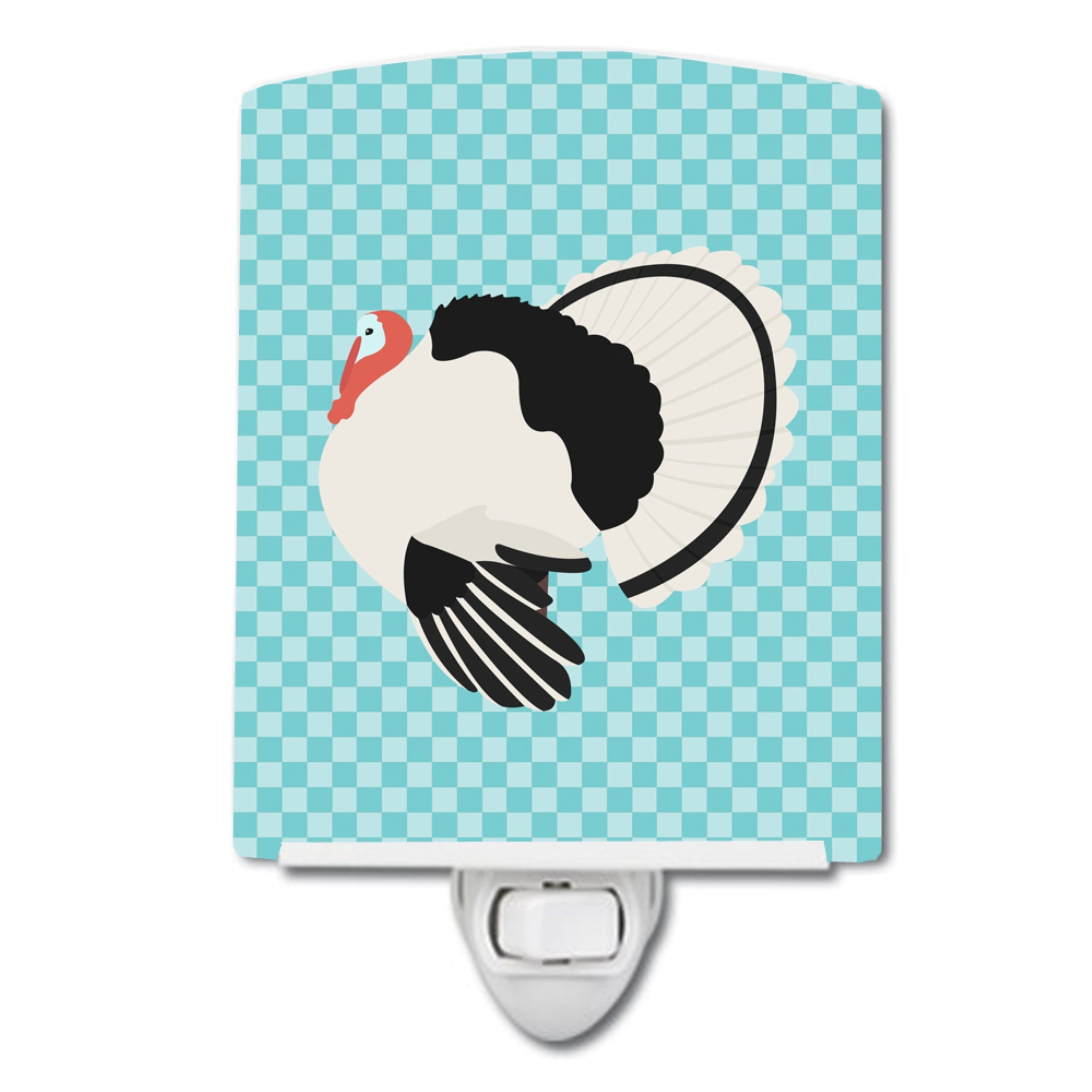  inchCarolines Treasures Royal Palm Turkey Blue Check Ceramic Night Light, 6x4, Multicolor inch