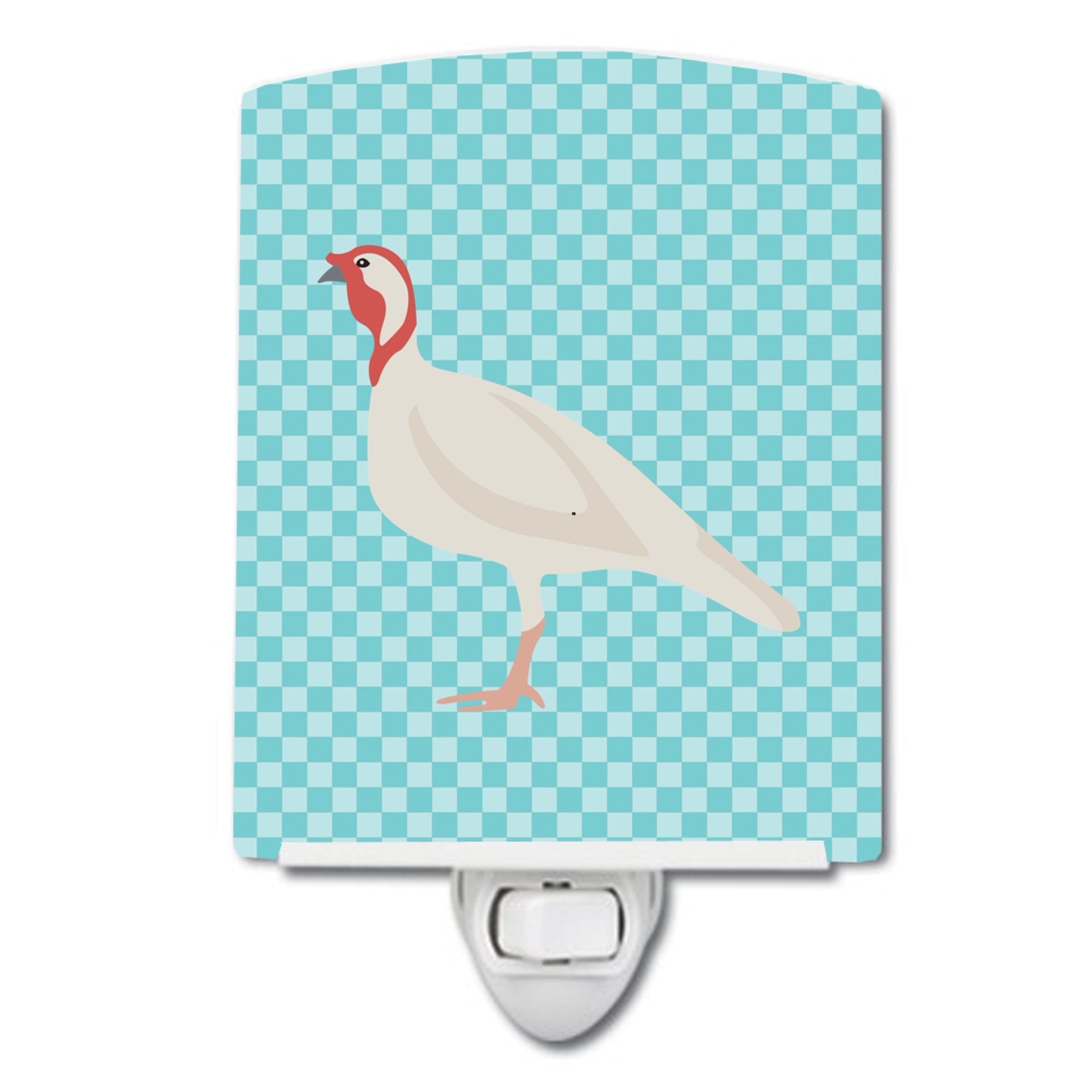  inchCarolines Treasures Beltsville Small White Turkey Hen Blue Check Ceramic Night Light, 6x4, Multicolor inch