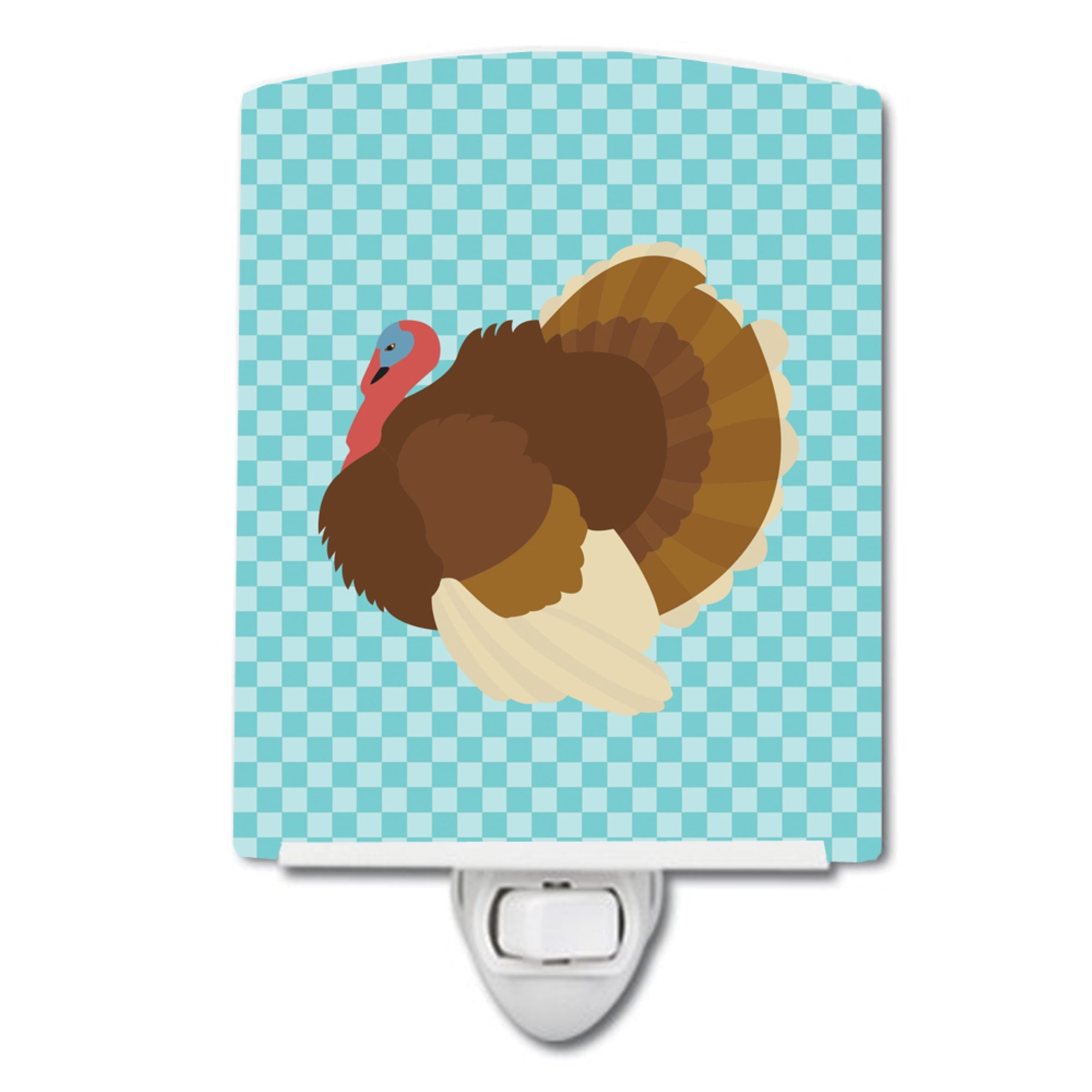  inchCarolines Treasures French Turkey Dindon Blue Check Ceramic Night Light, 6x4, Multicolor inch